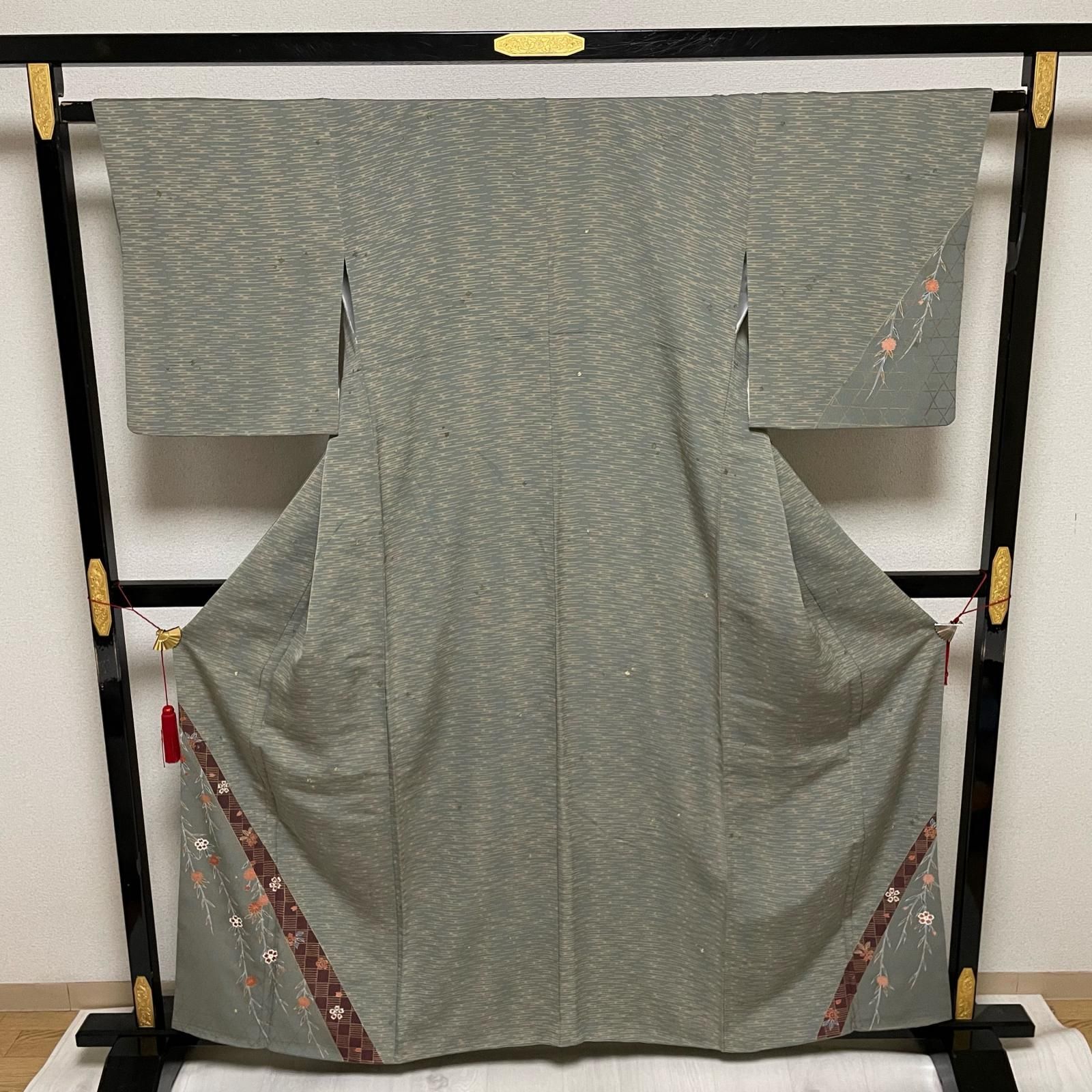 付下げ エ霞 籠目に花模様 着物 正絹 X-393 - メルカリ