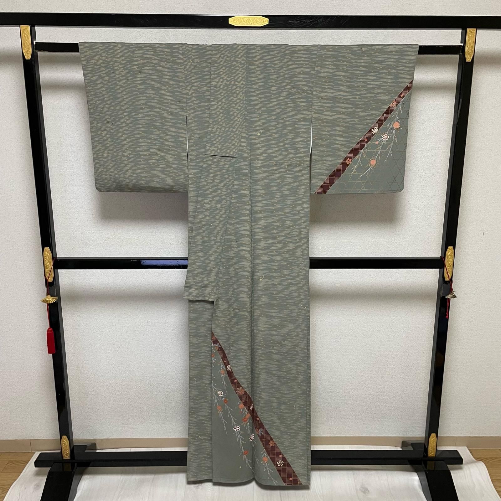付下げ エ霞 籠目に花模様 着物 正絹 X-393 - メルカリ