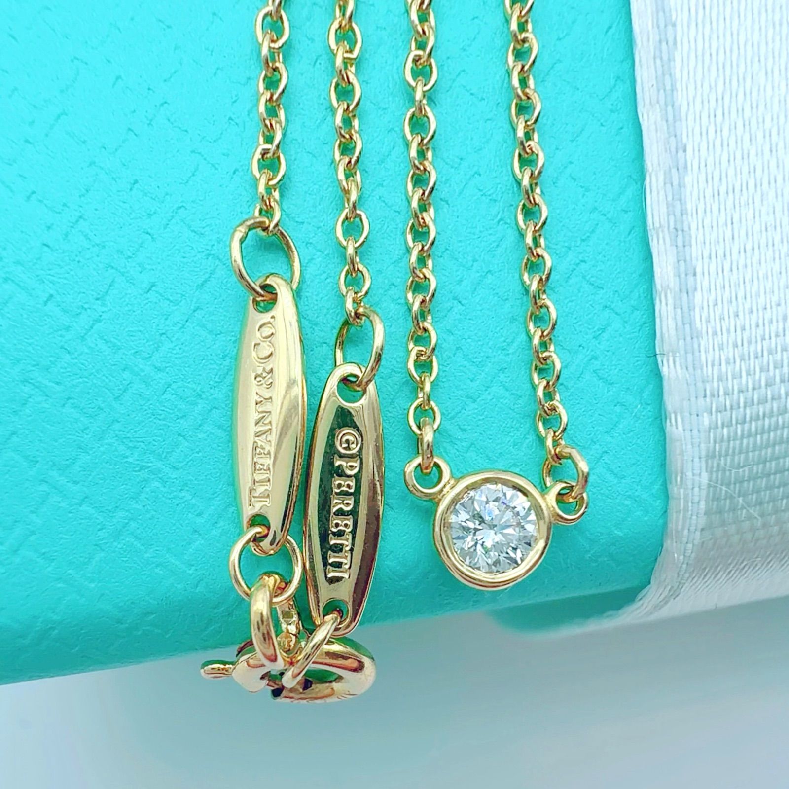 ティファニー バイザヤード ダイヤ ゴールド YG 0.08ct ネックレス 