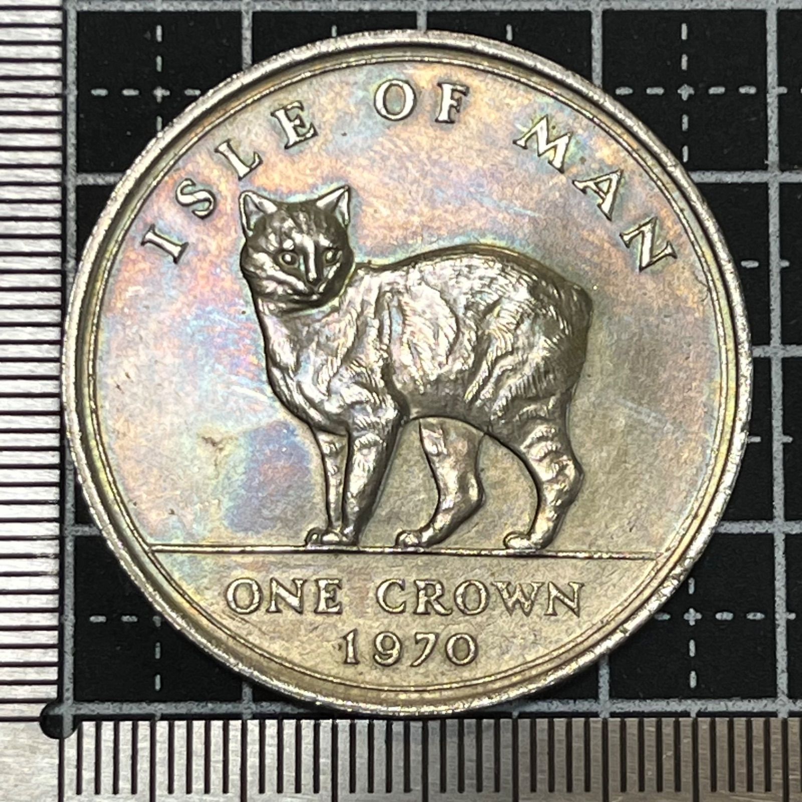 イギリス王室属領 マン島 マンクス猫さんの1クラウン白銅貨 1970年 外国古銭】1970年 マン島 1クラウン 大型白銅貨 マンクスキャット図