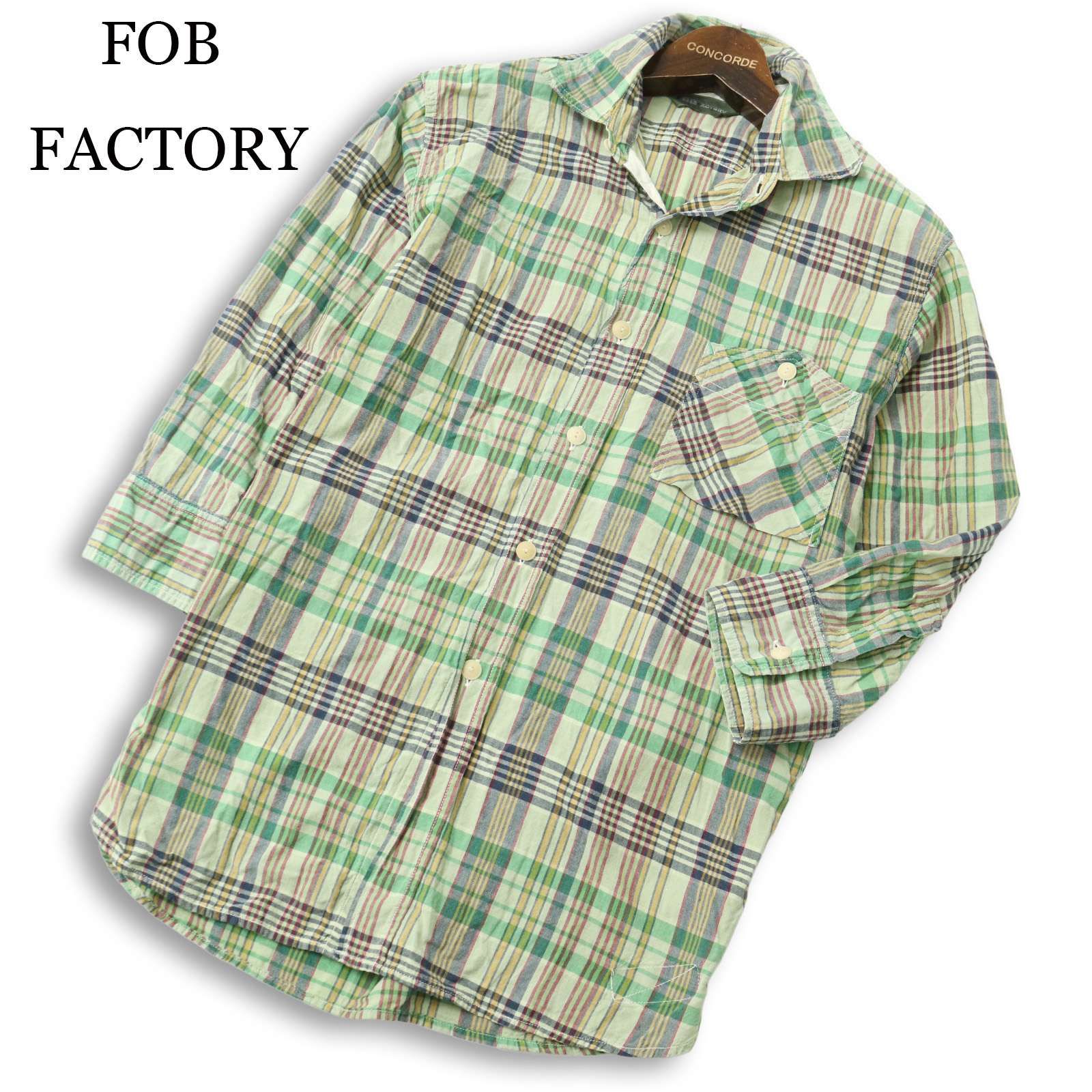 FOB FACTORY エフオービーファクトリー 春夏☆ 七分袖 チェック柄