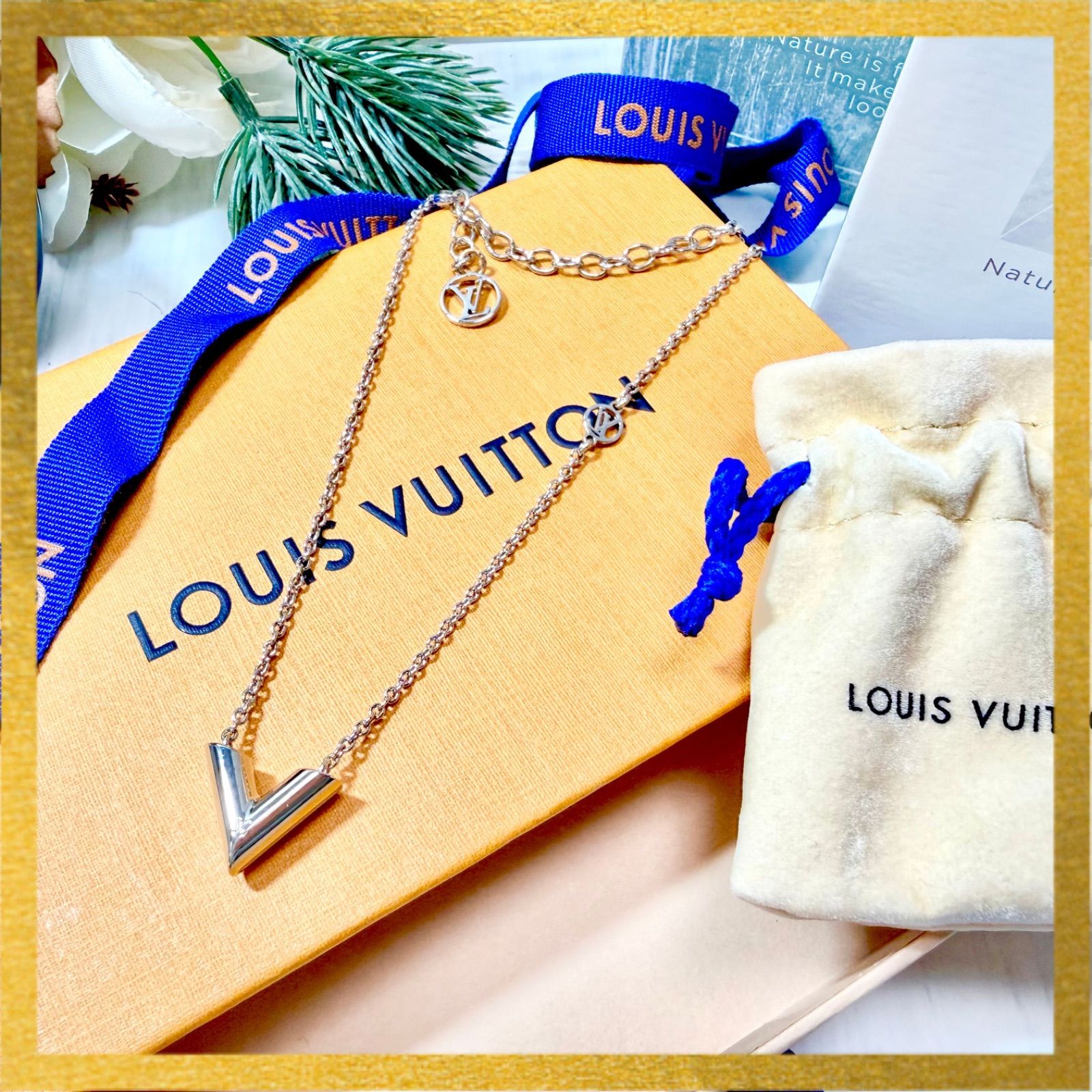 LOUIS VUITTON ルイヴィトン エセンシャルV ネックレス M63197 保存袋 