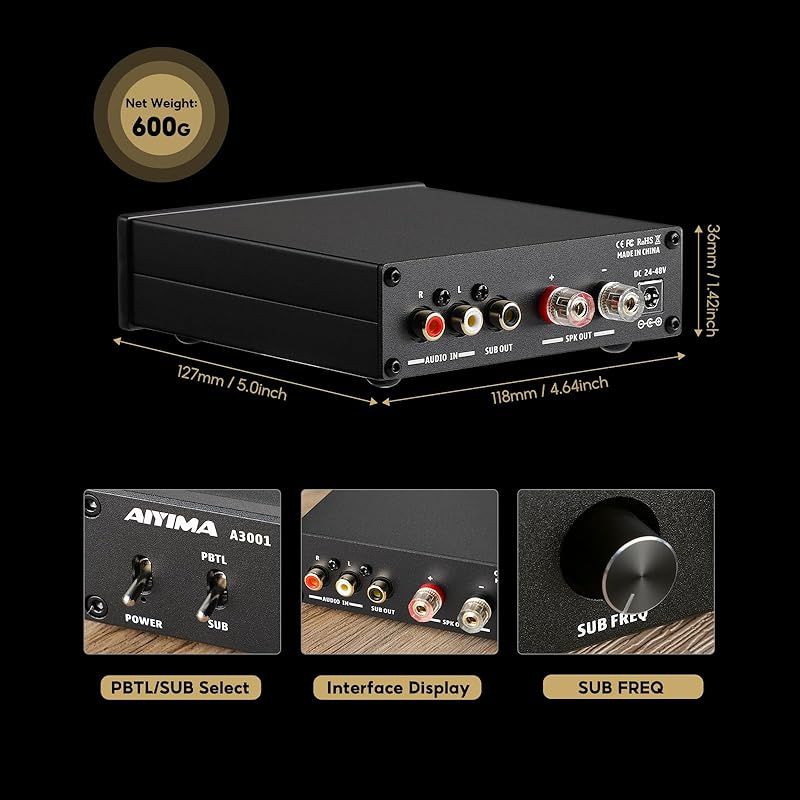 AIYIMA A3001ミニステレオアンプ300WサブウーファーアンプTPA3255