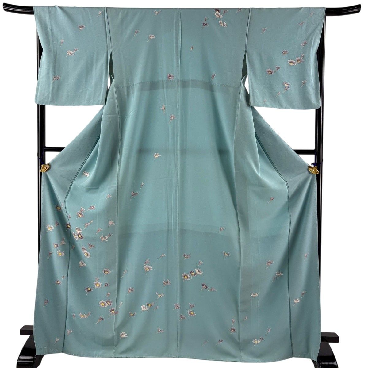 訪問着 身丈166.5cm 裄丈67cm 正絹 美品 秀品 【中古】 訪問着 身丈166cm 裄丈67.5cm L 袷 菊 松 金糸 金彩 灰紫