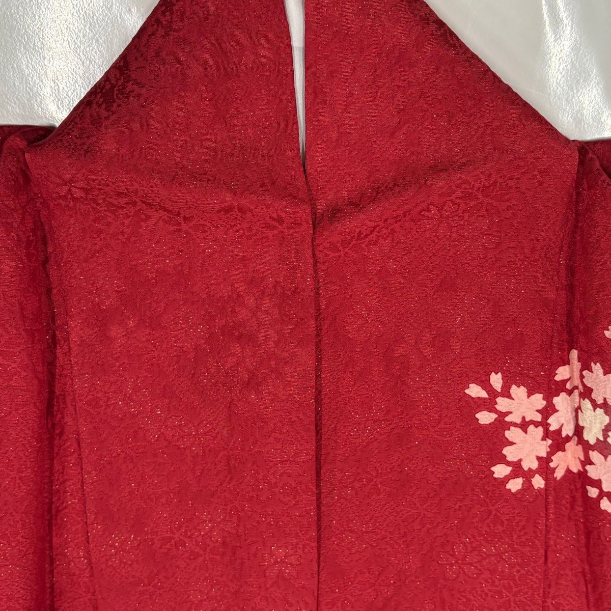 美品 振袖 身丈158.5cm 裄丈65.5cm M 袷 桜 波 金糸 染め分け