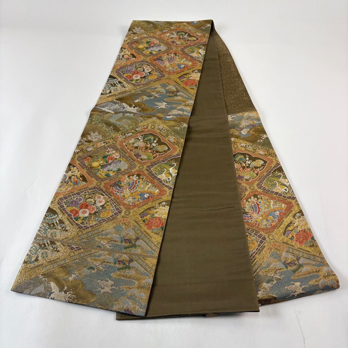 新品未使用】袋帯 西陣織 正絹 松竹梅 白地 金糸 箱付き 袋帯 美品 秀品