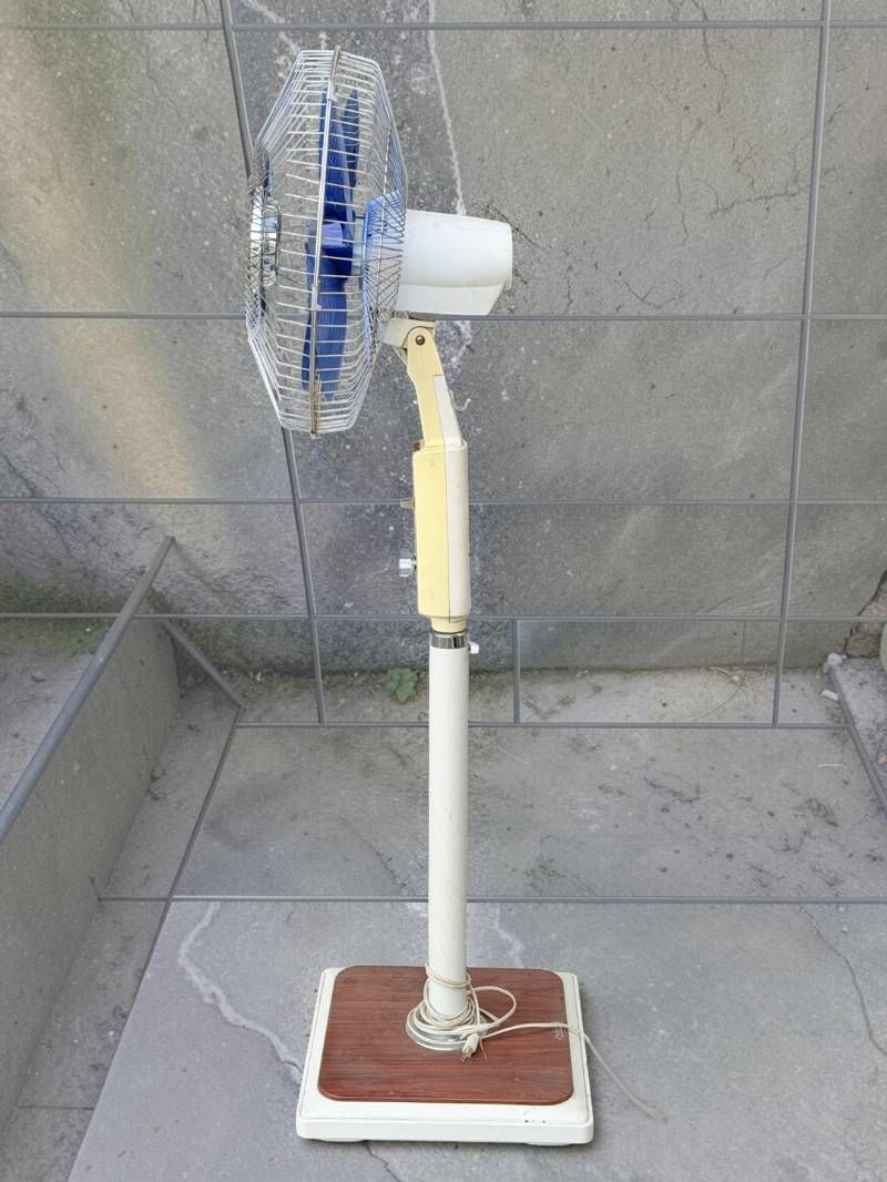 東芝 レトロ 扇風機 S-40DE 羽根径40cm 木目調 スタンドファン ブルー