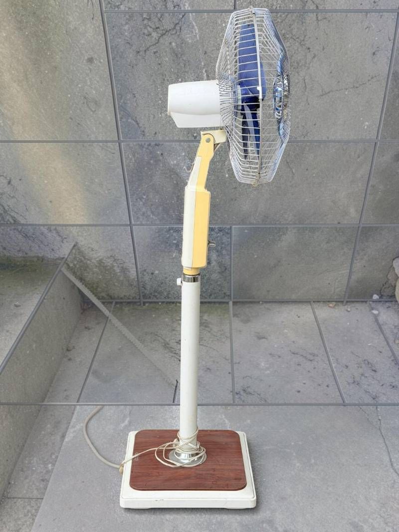 東芝 レトロ 扇風機 S-40DE 羽根径40cm 木目調 スタンドファン ブルー