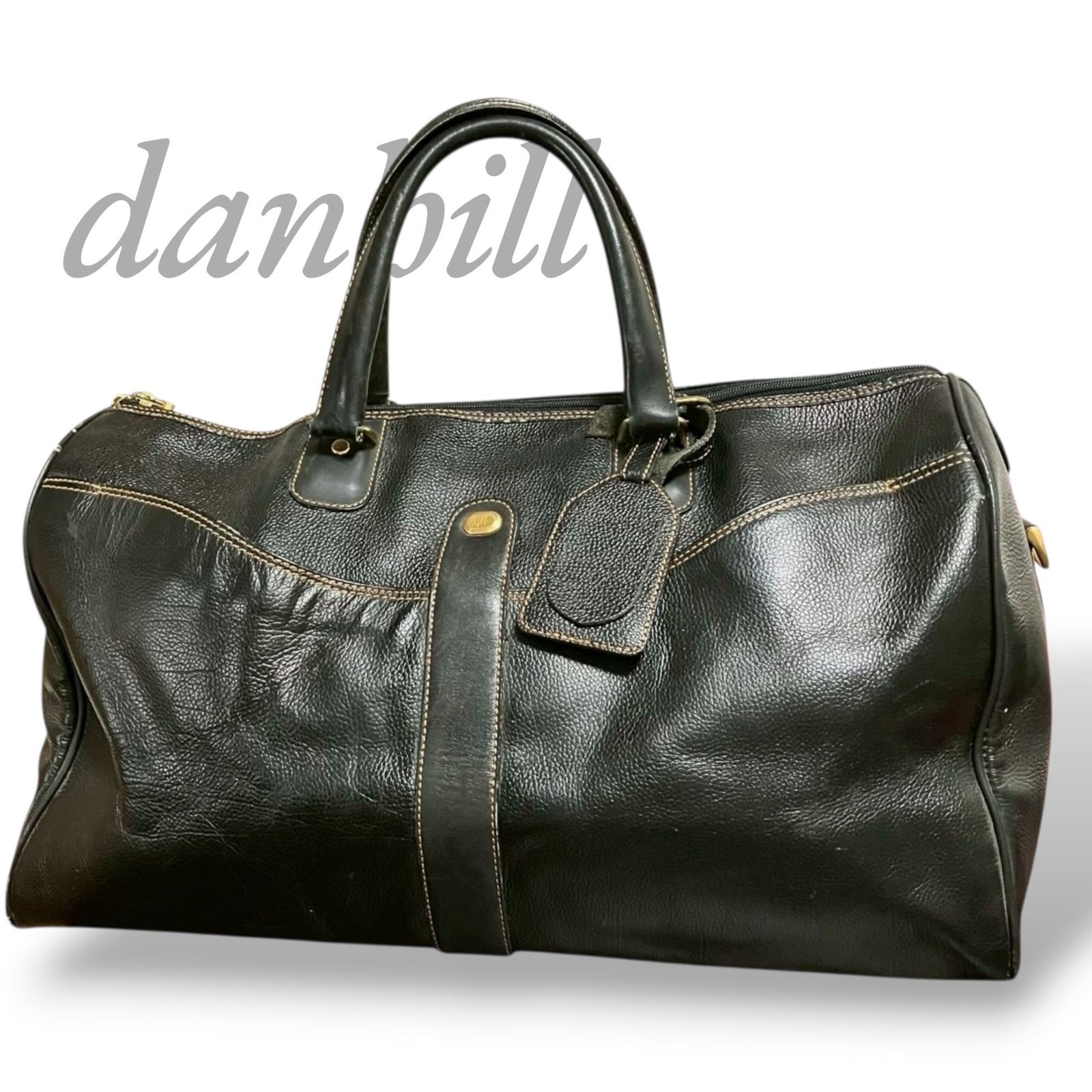 MY0668】【訳あり】Dunhill ダンヒル ボストンバッグ レザー ブラック 