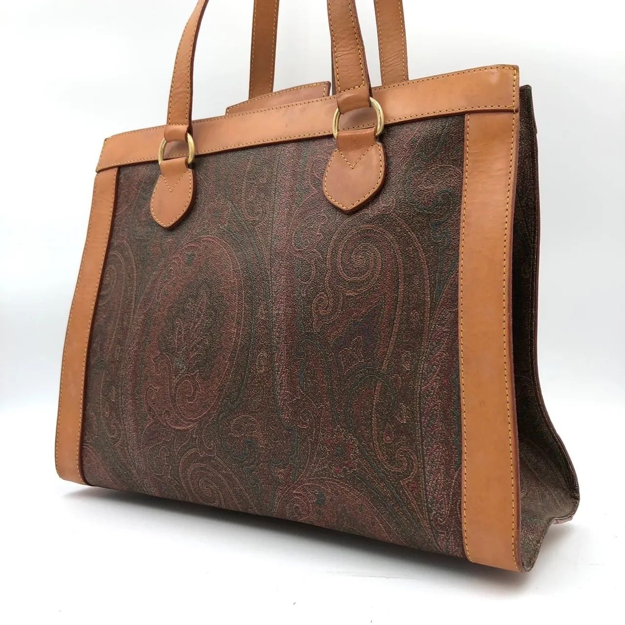 エトロ ETRO トートバッグ ペイズリー柄 ブラウン系 カバン PVC 中古 