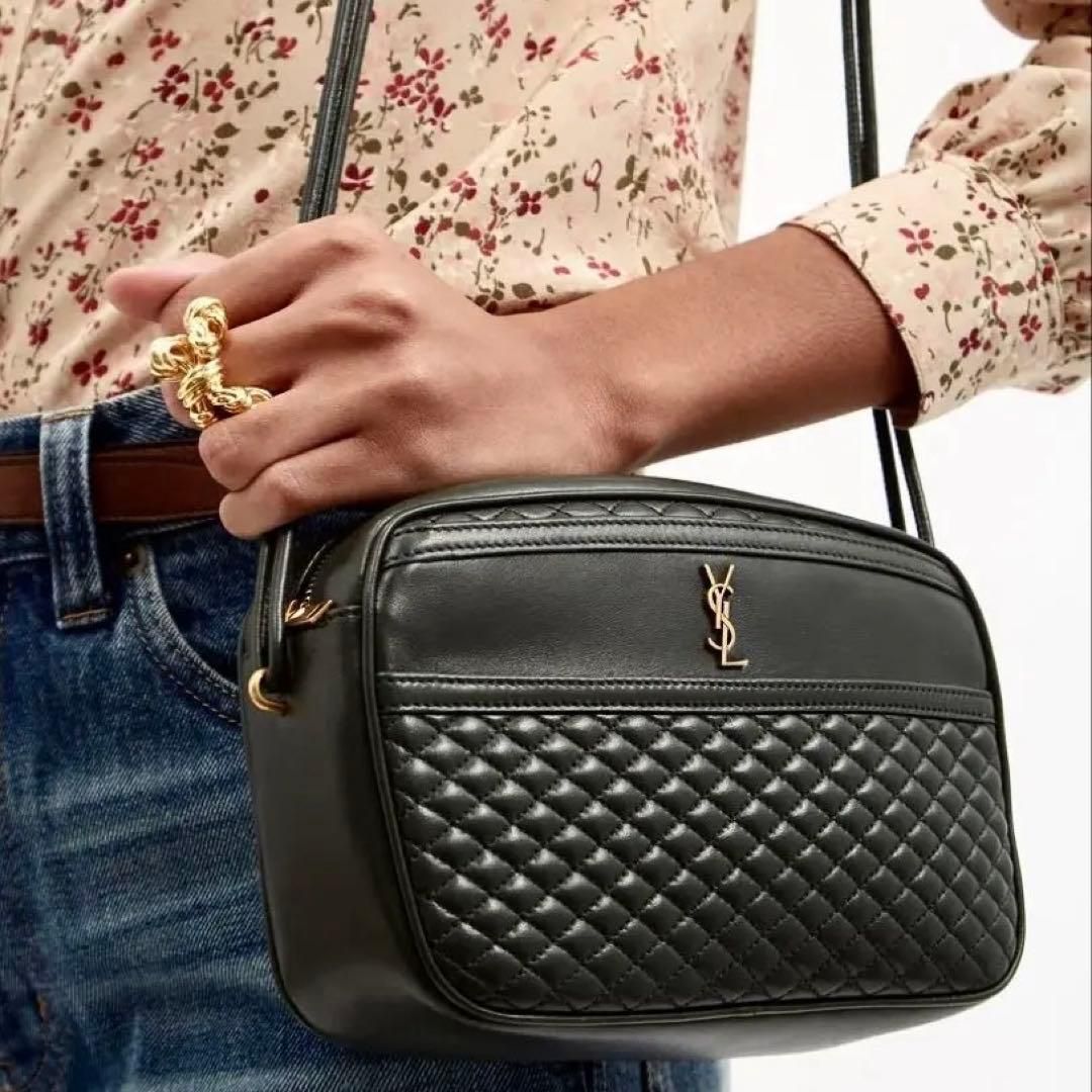 YSL キルティング レザー ショルダーバッグ ブラック ロゴ SAINT