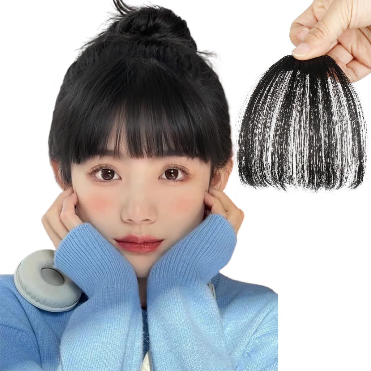 【数量限定】子供 自然 女性用 通気性 ファッション かつら クリップ付き ポイントウィッグ つけ毛 総手植え エクステ 人毛 前髪 黒髪 サイトなし knnzk前髪ウィッグ 15,980円