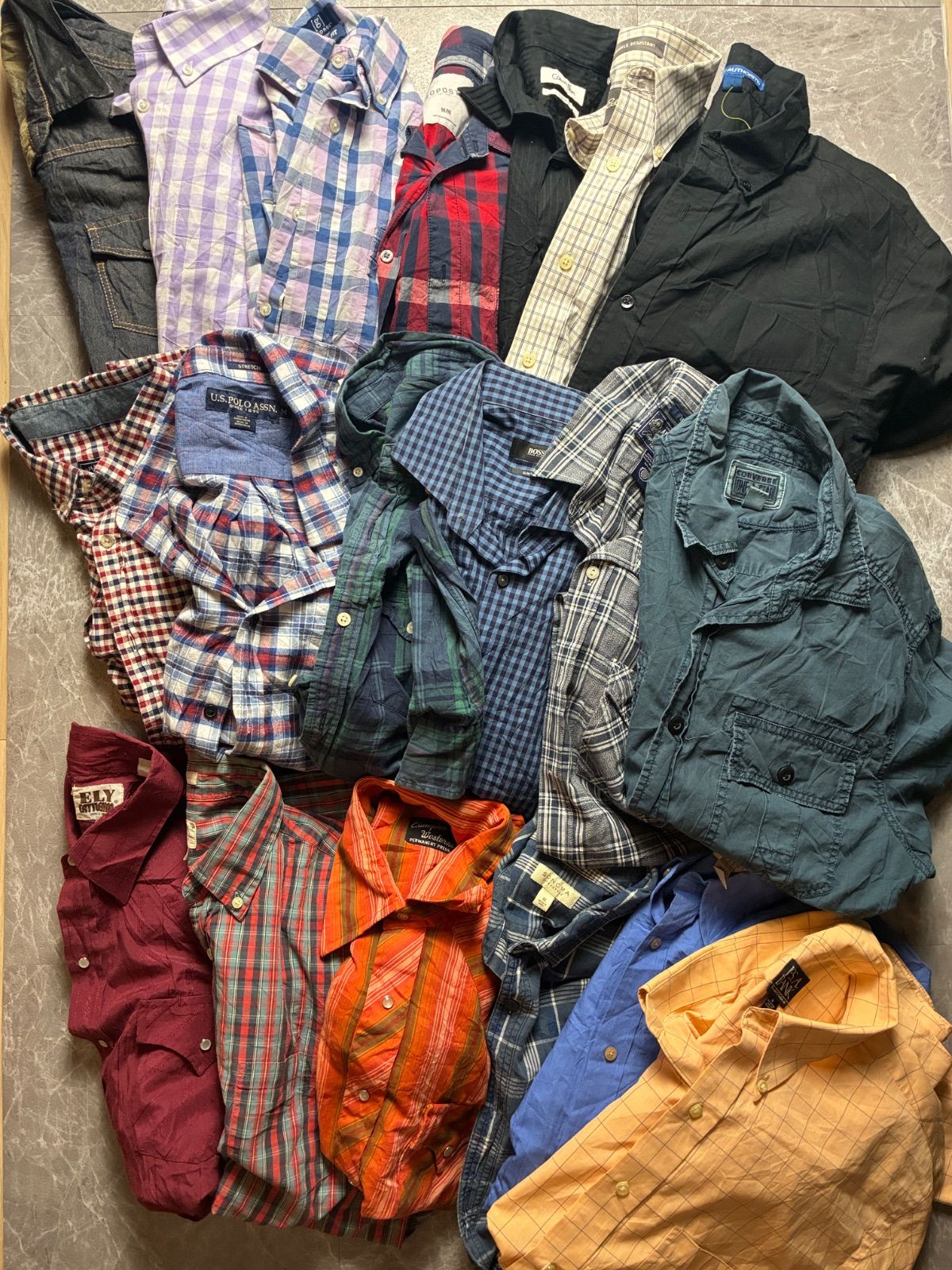 【卸】US古着 アメカジ ワーク 長袖シャツ 19枚セット S~M ブランド混 まとめ売り 業販 ベール 仕入れ 古着転売　00s 90s