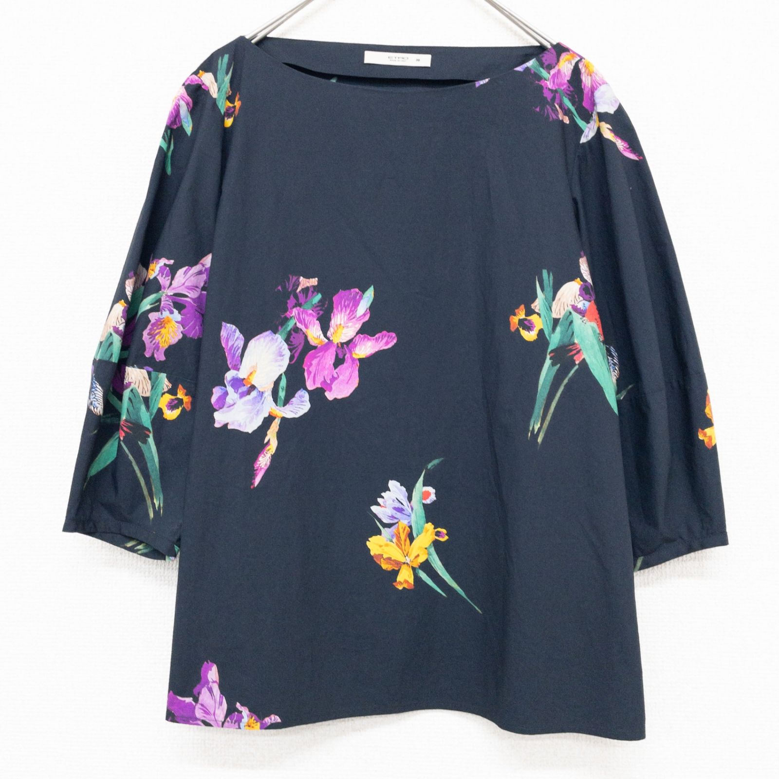 ETRO エトロ ブラウス トップス 花柄 フラワー コットン ブラック 