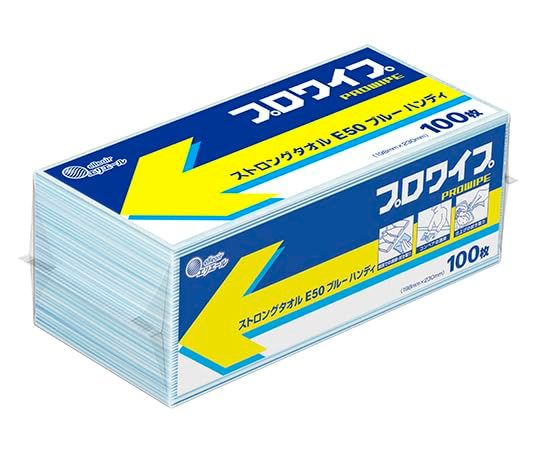 新品 プロワイプ ストロングタオルE50 ブルー ハンディ 100枚×25パック/62-9816-34