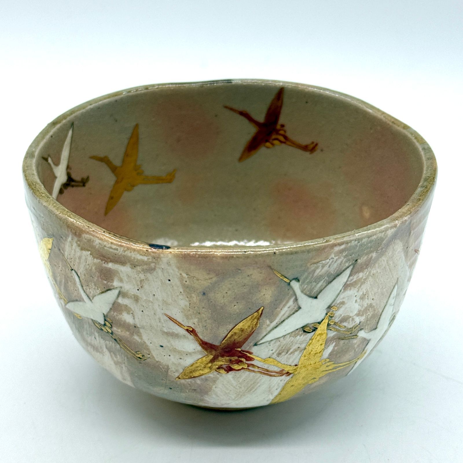 美術品・アンティーク・コレクション 南口閑粋 乾山群鶴 茶碗 共箱