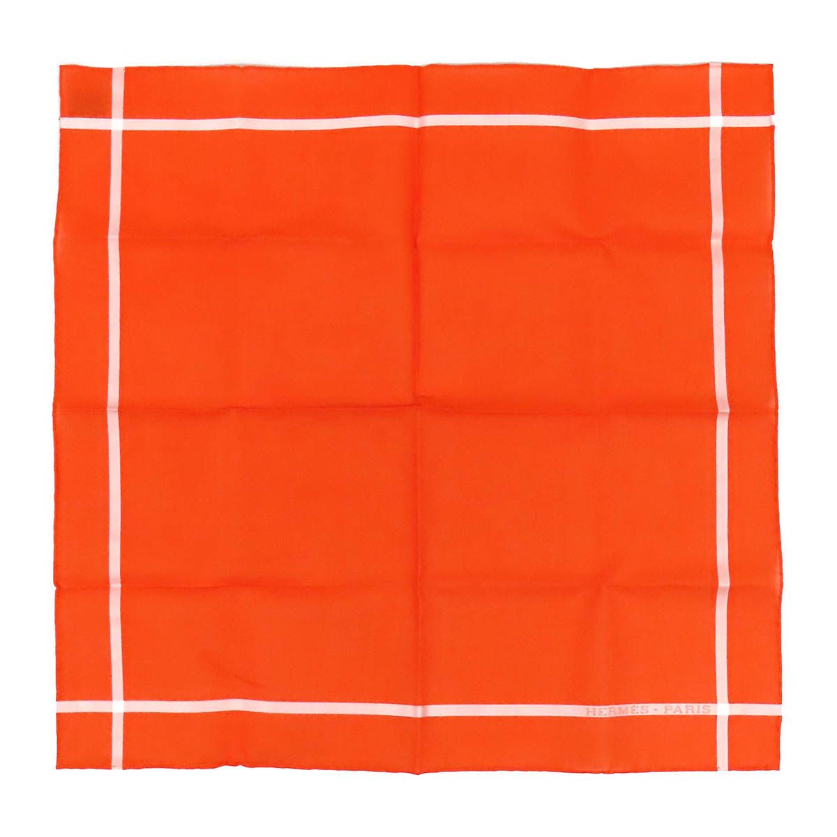 エルメス ジャカード H ハンカチ ユニセックス オレンジ HERMES【中古】 【アパレル・小物】