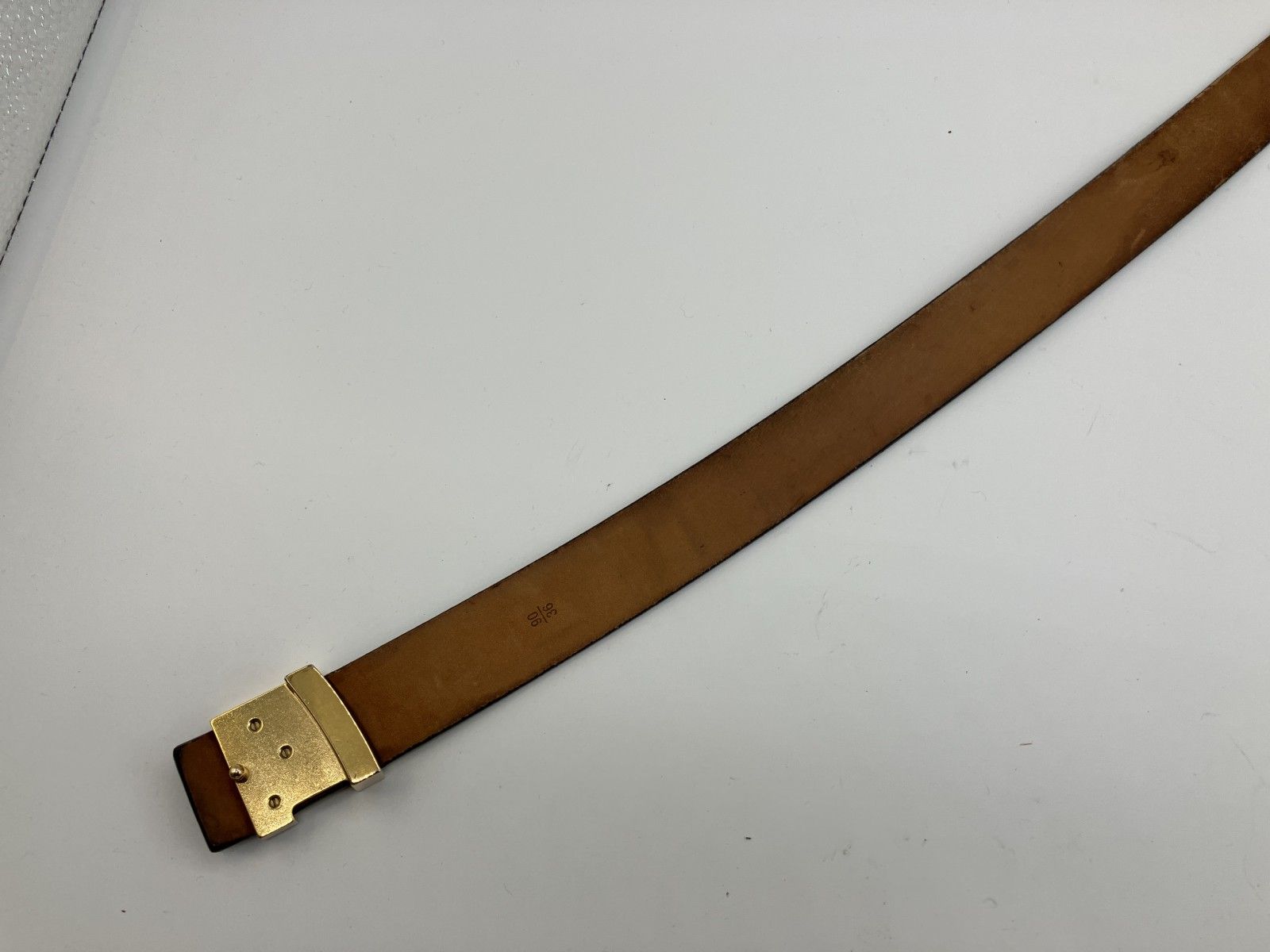 LOUIS VUITTON ベルト 90/36 LVロゴ ゴールド金具 レザー ブラック 幅 