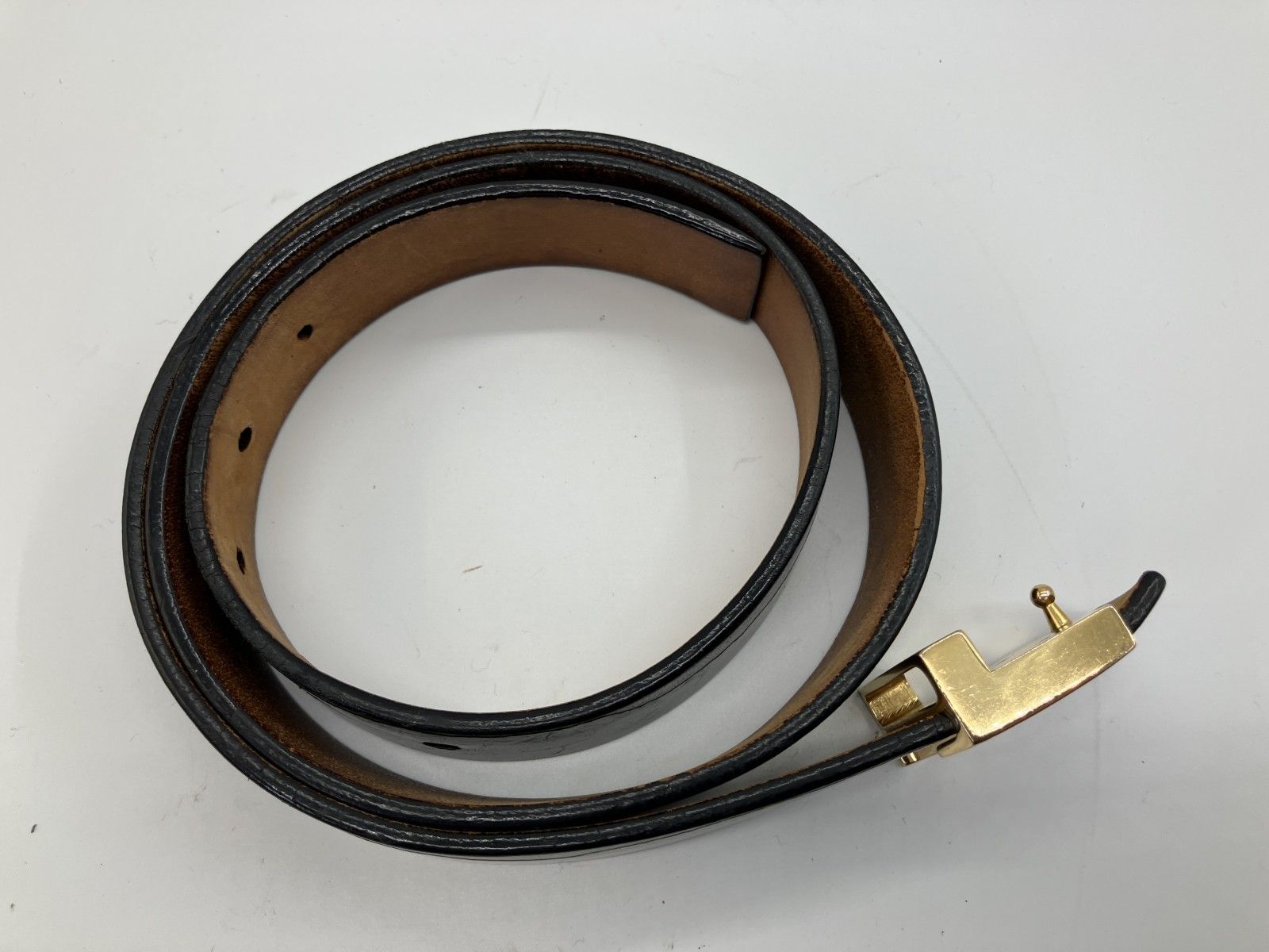 LOUIS VUITTON ベルト 90/36 LVロゴ ゴールド金具 レザー ブラック 幅 