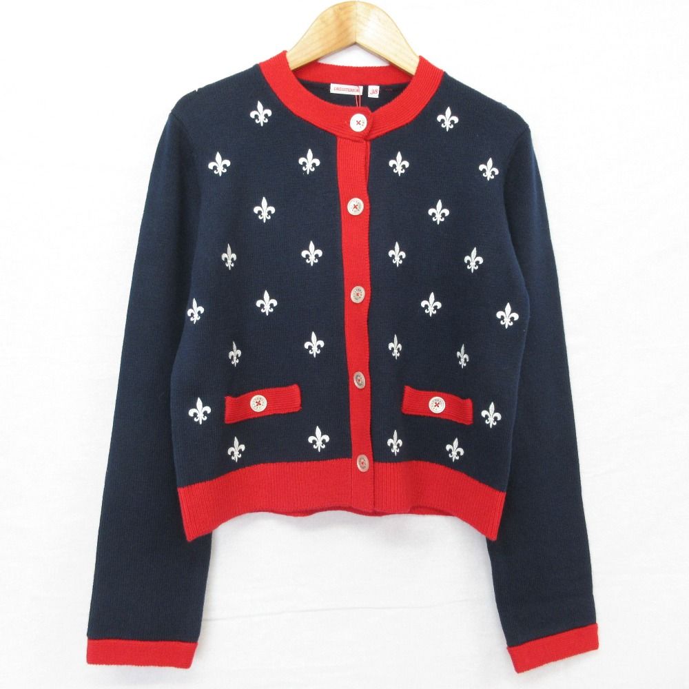 未使用 DRESSTERIOR ドレステリア リリィクレストカーディガン 085-34016 サイズ38 ネイビー  レディース 古着 中古 USED 未使用 DRESSTERIOR ドレステリア リリィクレストカーディガン 085