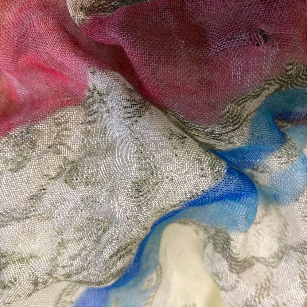 Faliero Sarti ファリエロサルティ 地図柄 シルクブレンド ストール ホワイト マルチカラー レディース 古着 中古 USED Faliero Sarti - Faliero Sarti ファリエロサルティ 地図柄 シルク