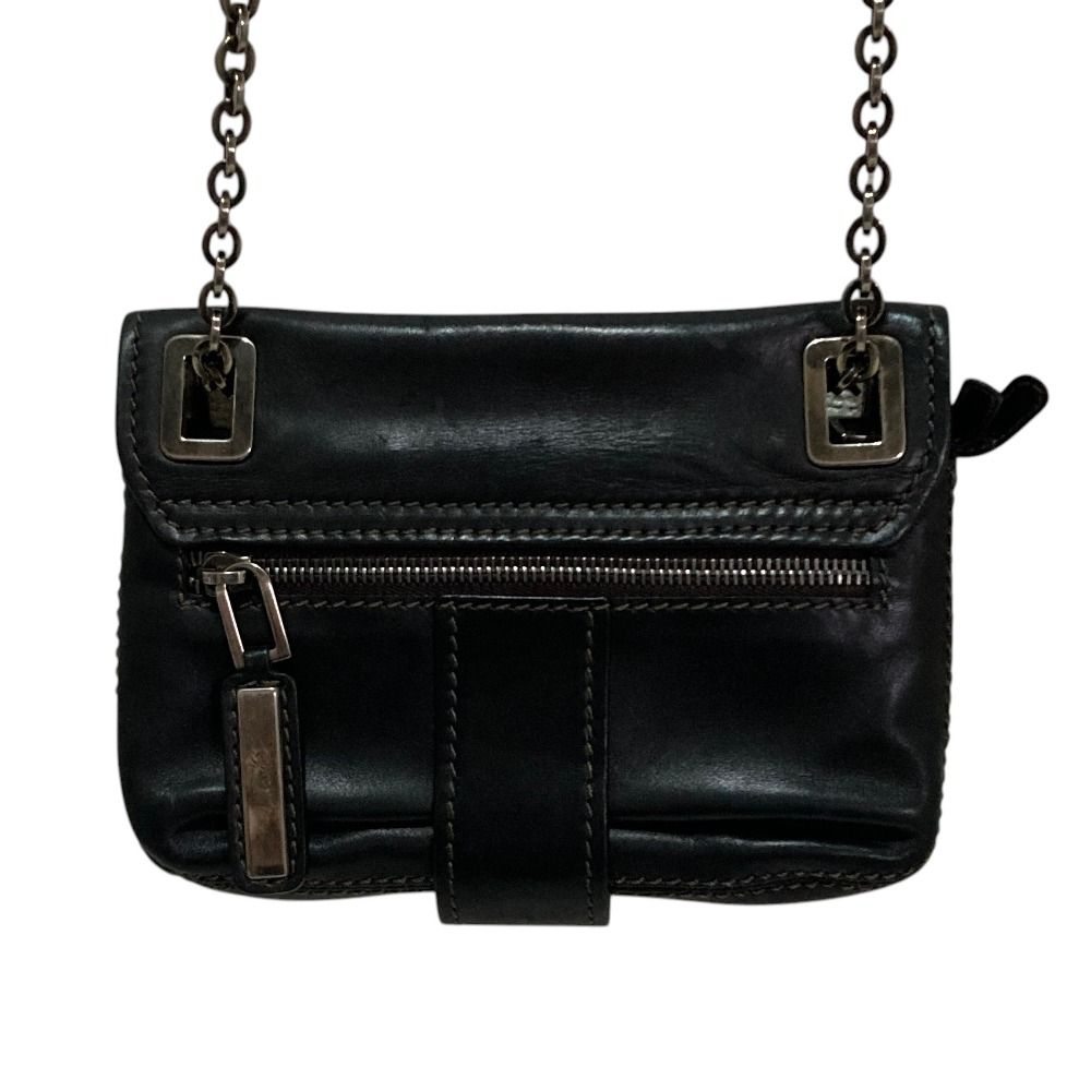 美品 Roger Vivier ロジェヴィヴィエ スクエアバックル レザー チェーンワンショルダーバッグ ブラック レディース 古着 中古 USED 良品 ROGER VIVIER ロジェヴィヴィエ スクエアバックル レザー