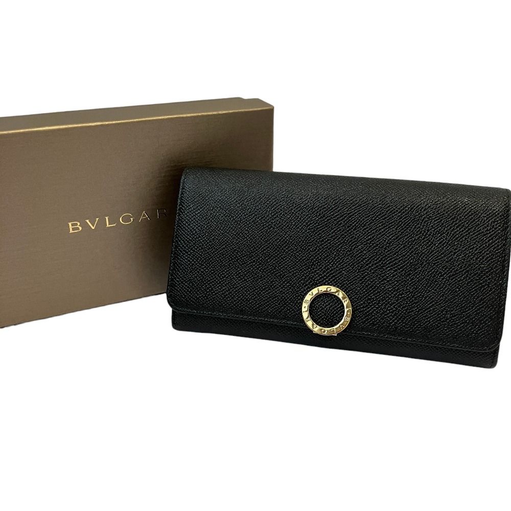 良品 BVLGARI ブルガリ ビーゼロ ロゴクリップ レザーロングウォレット 