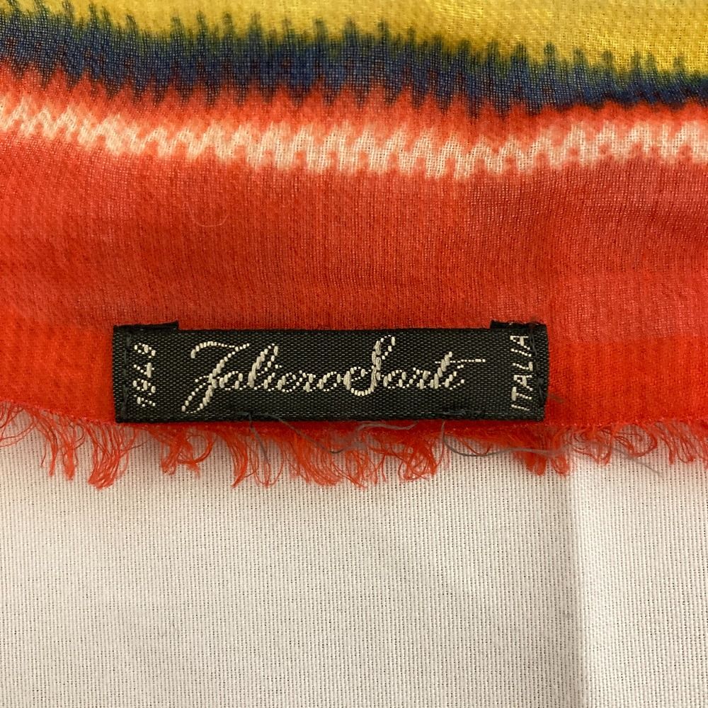 Faliero Sarti ファリエロサルティ 大判 チェックストール ショール マルチカラー  レディース 古着 中古 USED Faliero Sarti ファリエロサルティ 大判 チェックストール ショール