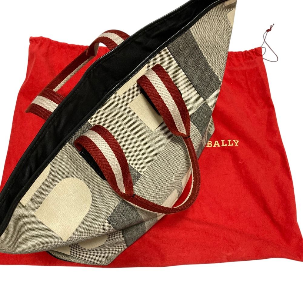 良品 BALLY バリー ビジーB ロゴキャンバス トートバッグ グレー 