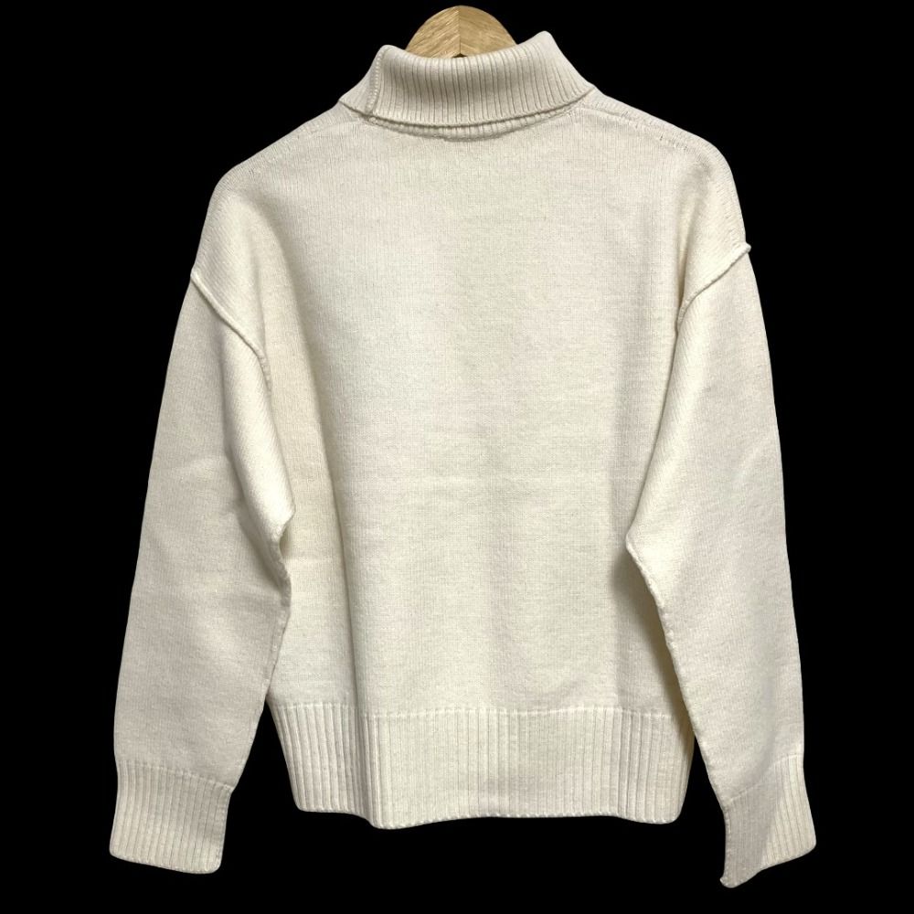 美品 AMI PARIS アミパリス RED ADC SWEATER タートルネック ハートロゴ ニットセーター XSサイズ オフホワイト レディース 古着 中古 USED AMI Alexandre Mattiussi ami paris アミパリス ニット RED ADC