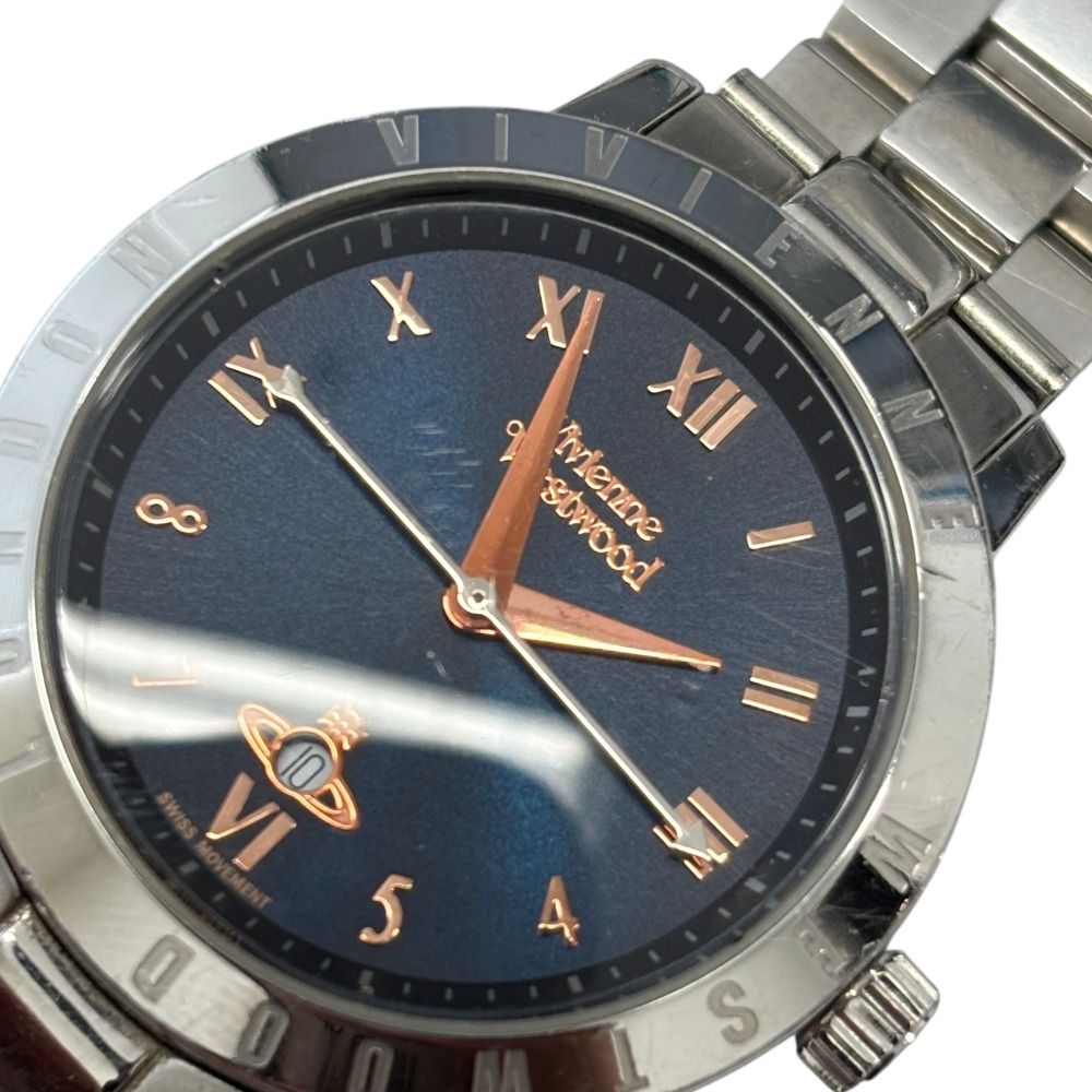 良品 Vivienne Westwood ヴィヴィアンウエストウッド クォーツ 腕時計 VV152NVSL ブルー文字盤 シルバーカラー レディース 古着 中古 USED Vivienne Westwood - 良品 Vivienne Westwood ヴィヴィアンウエスト
