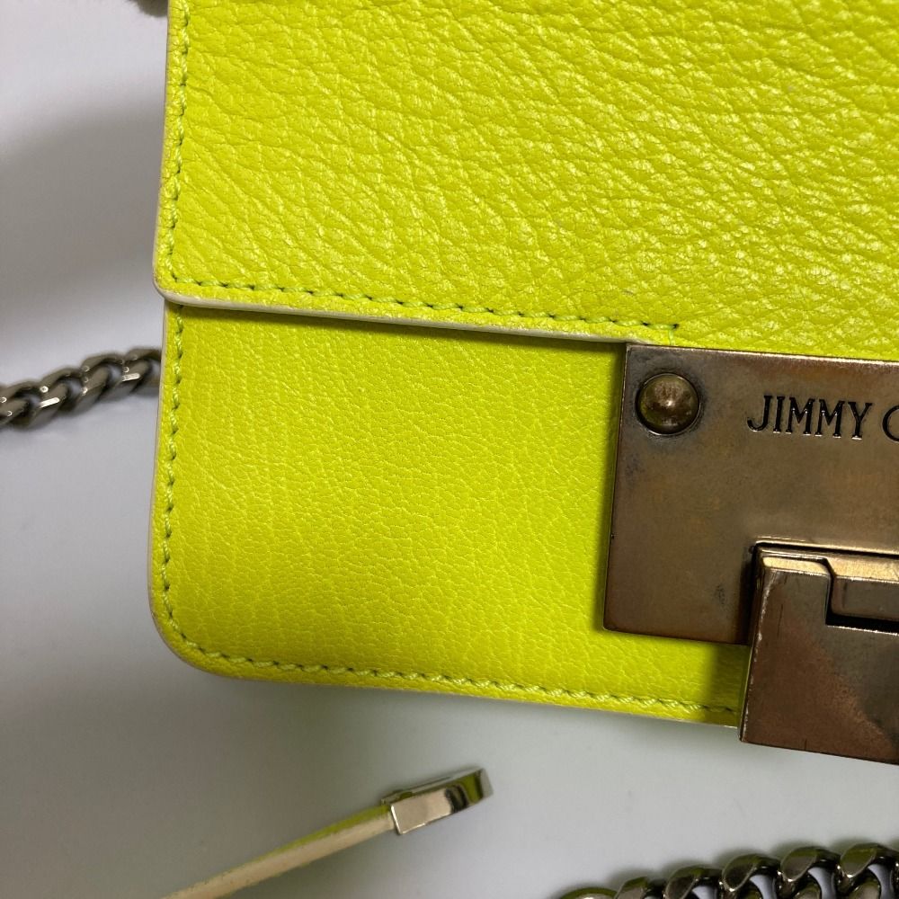 JIMMY CHOO ジミーチュウ REBEL SOFT MINI チェーンショルダーバッグ ネオンイエロー  レディース 古着 中古 USED JIMMY CHOO ジミーチュウ REBEL SOFT MINI チェーンショルダーバッグ