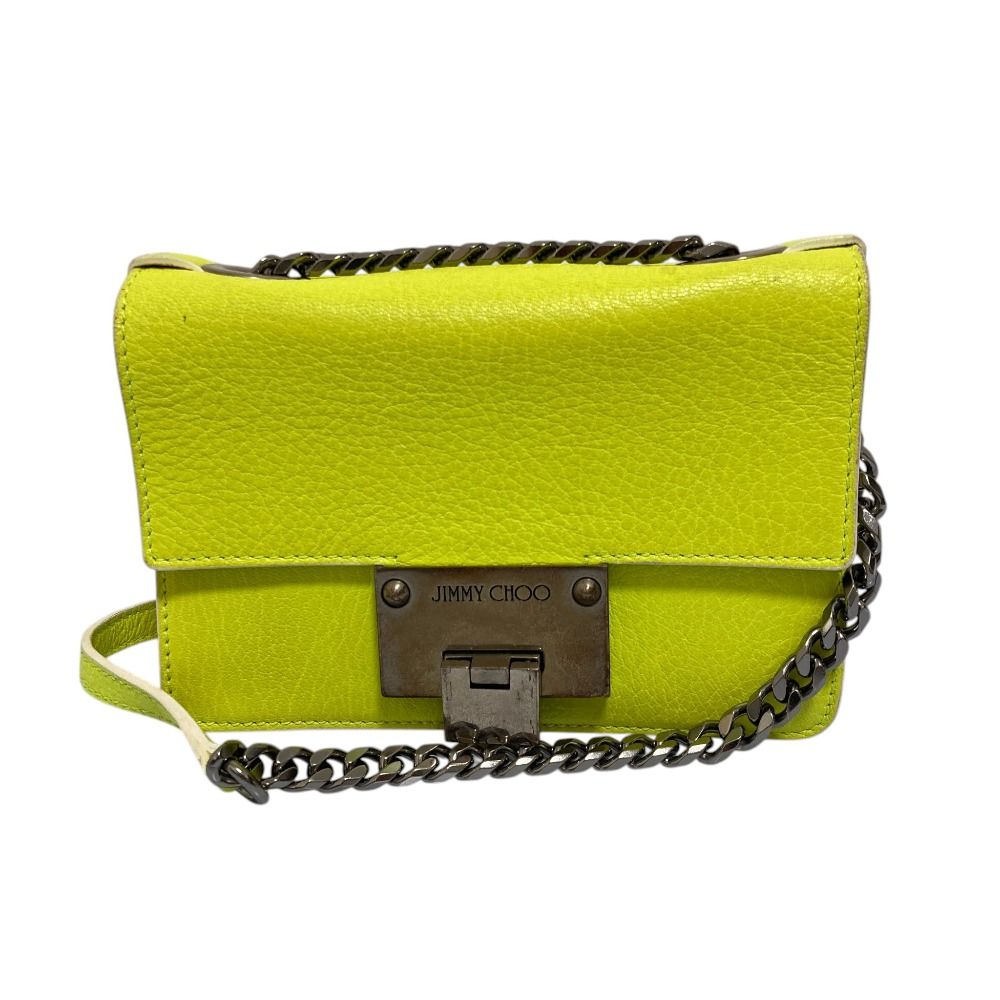 JIMMY CHOO ジミーチュウ REBEL SOFT MINI チェーンショルダーバッグ ネオンイエロー  レディース 古着 中古 USED JIMMY CHOO ジミーチュウ REBEL SOFT MINI チェーンショルダーバッグ