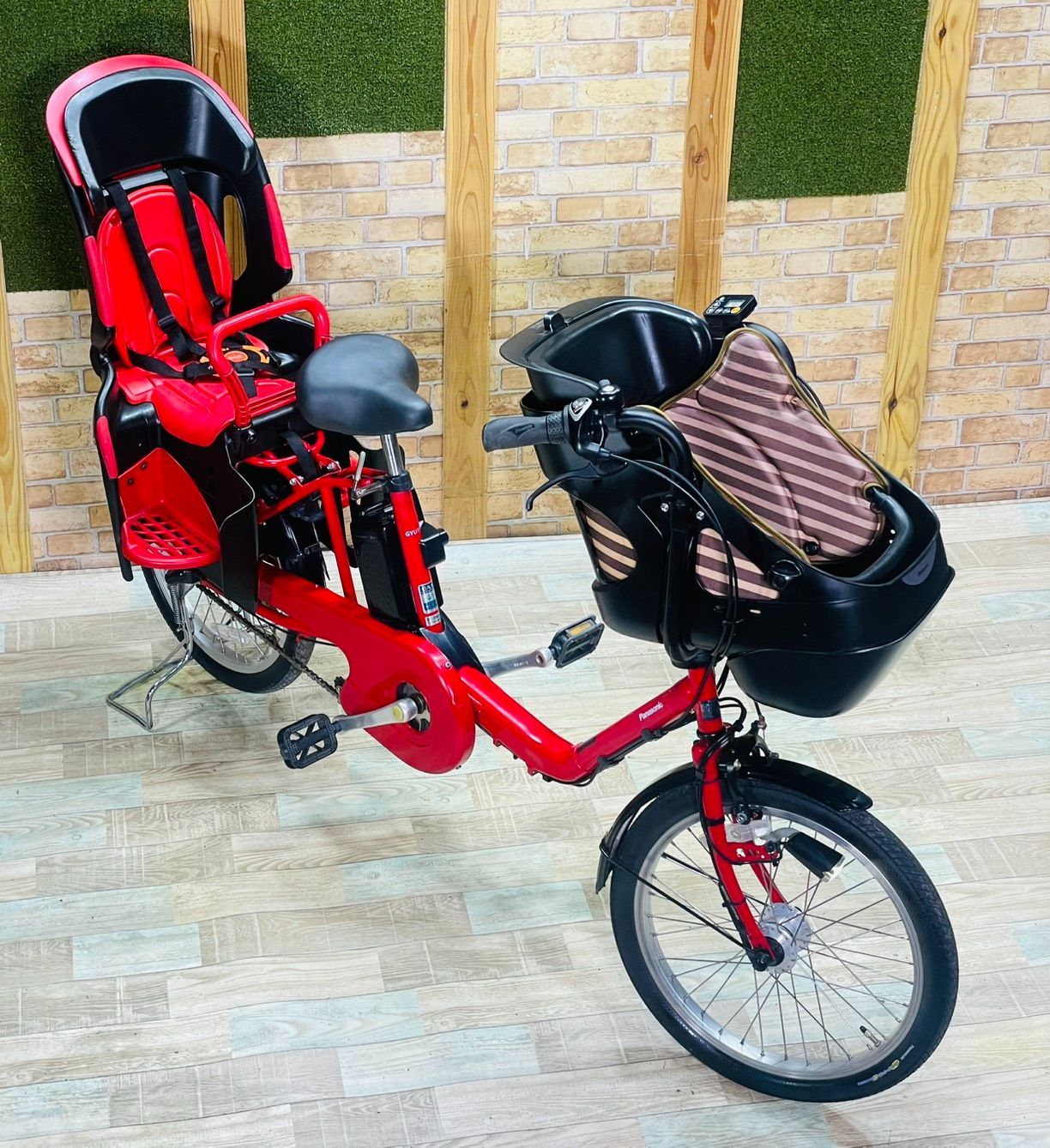 特価 レッド系 パナソニック 子供乗せ電動アシスト自転車 H3342 超特価♪】【大人気モデル】パナソニック【ギュット】【レッド系