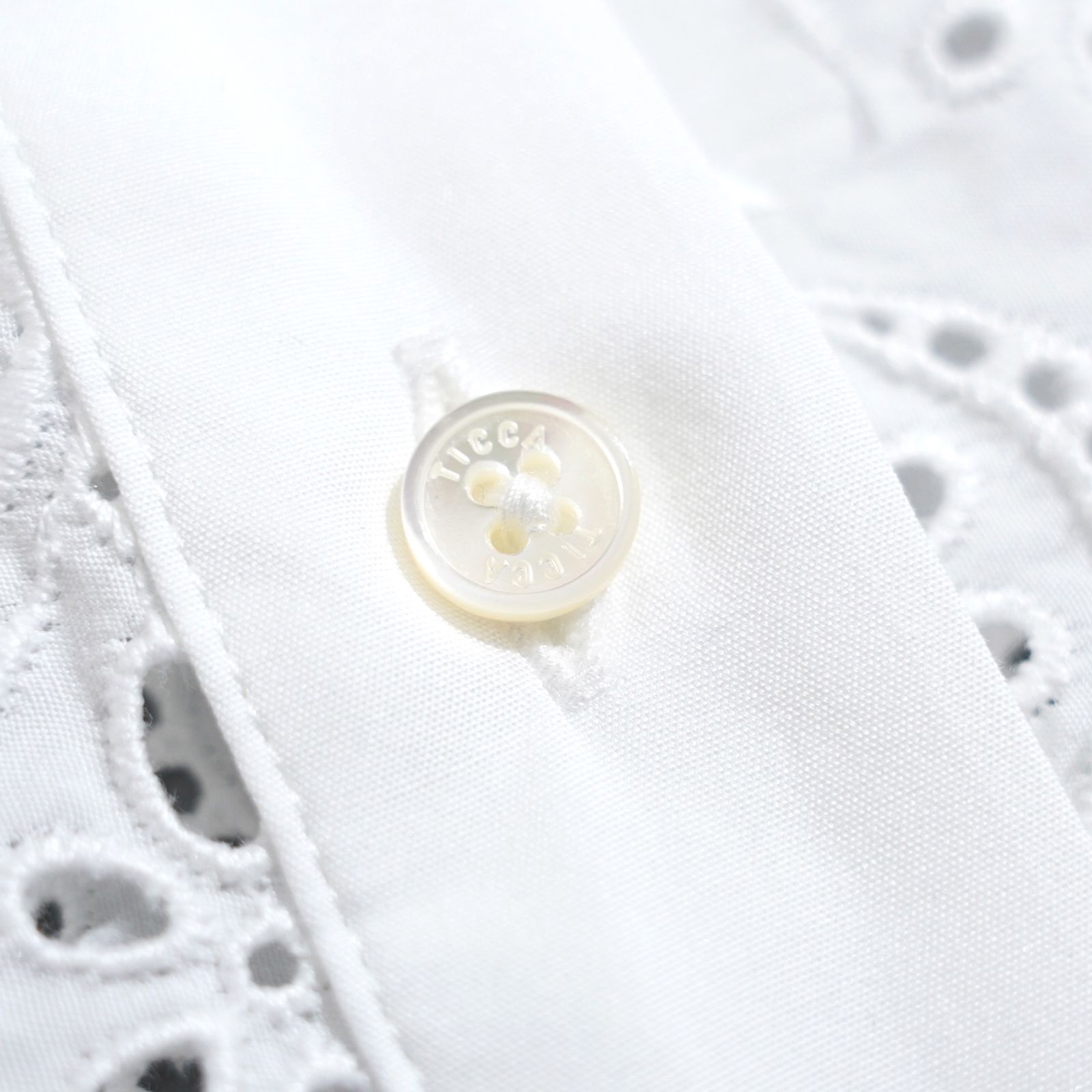 287t*美品 25SS TICCA ティッカ コットン レースフレンチシャツ F