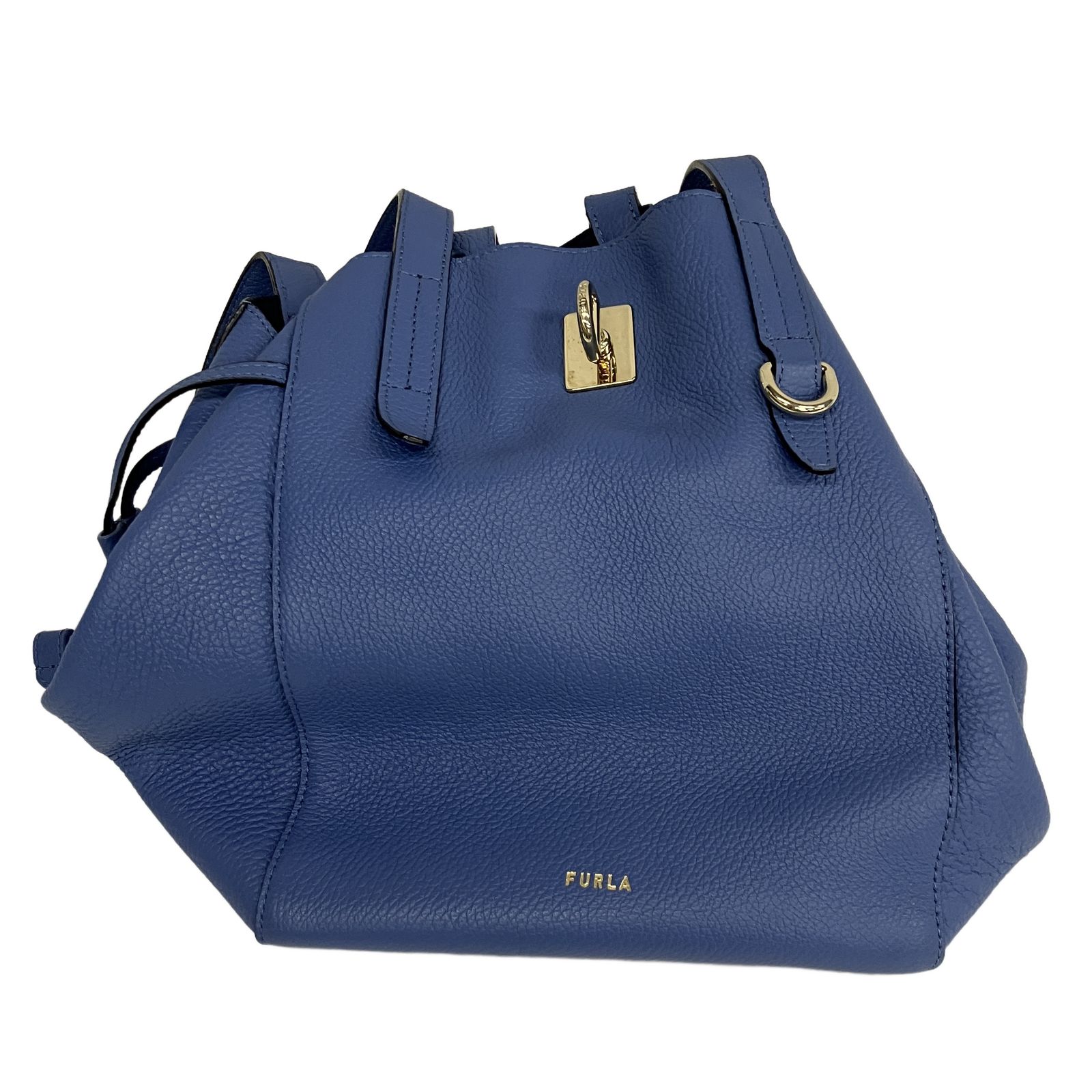 FURLA レザー トートバッグ ブルー レディース ハンドバック 中古 