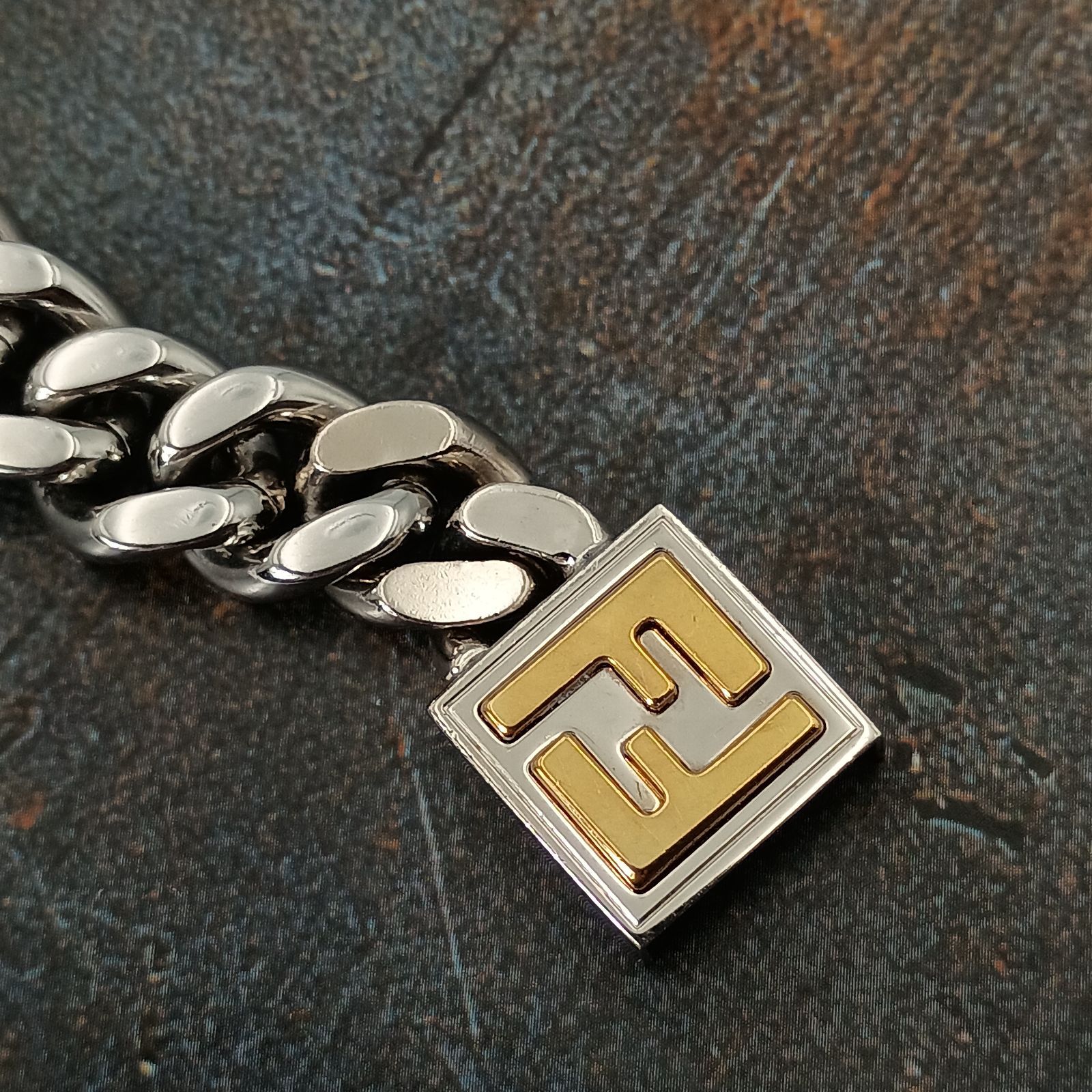 FENDI フェンディ FFロゴ 喜平チェーン ゴールド ネックレス メンズ