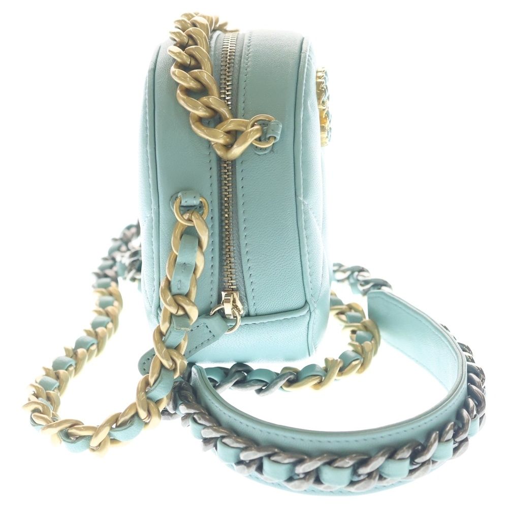 CHANEL シャネル シャネル19 ラウンド ショルダーバッグ ミニバッグ チェーンバッグ ミントグリーン ラムスキン AP0945 ゴールド金具 CHANEL - CHANEL シャネル シャネル19 ラウンド ショルダーバッグ ミニ
