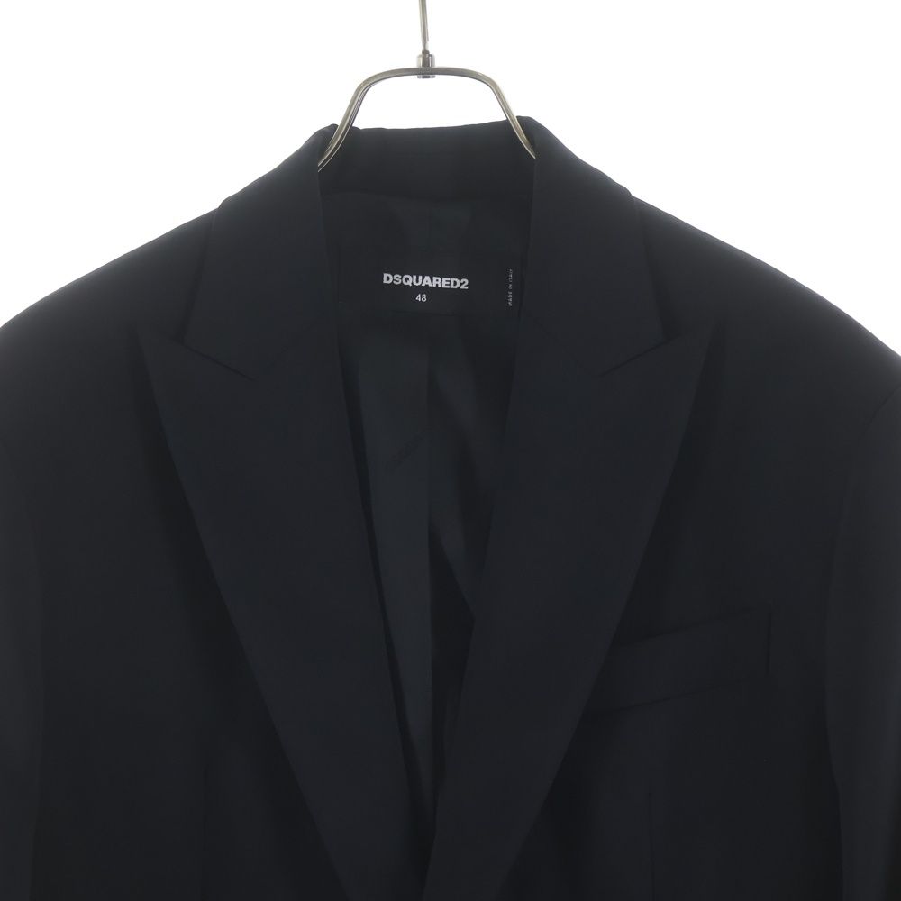 DSQUARED2 ディースクエアード 21SS アームパッチデザイン ウール ポリウレタン テーラードジャケット ブラック S74BN1043 DSQUARED2 (ディースクエアード) 21SS アームパッチデザイン ウール