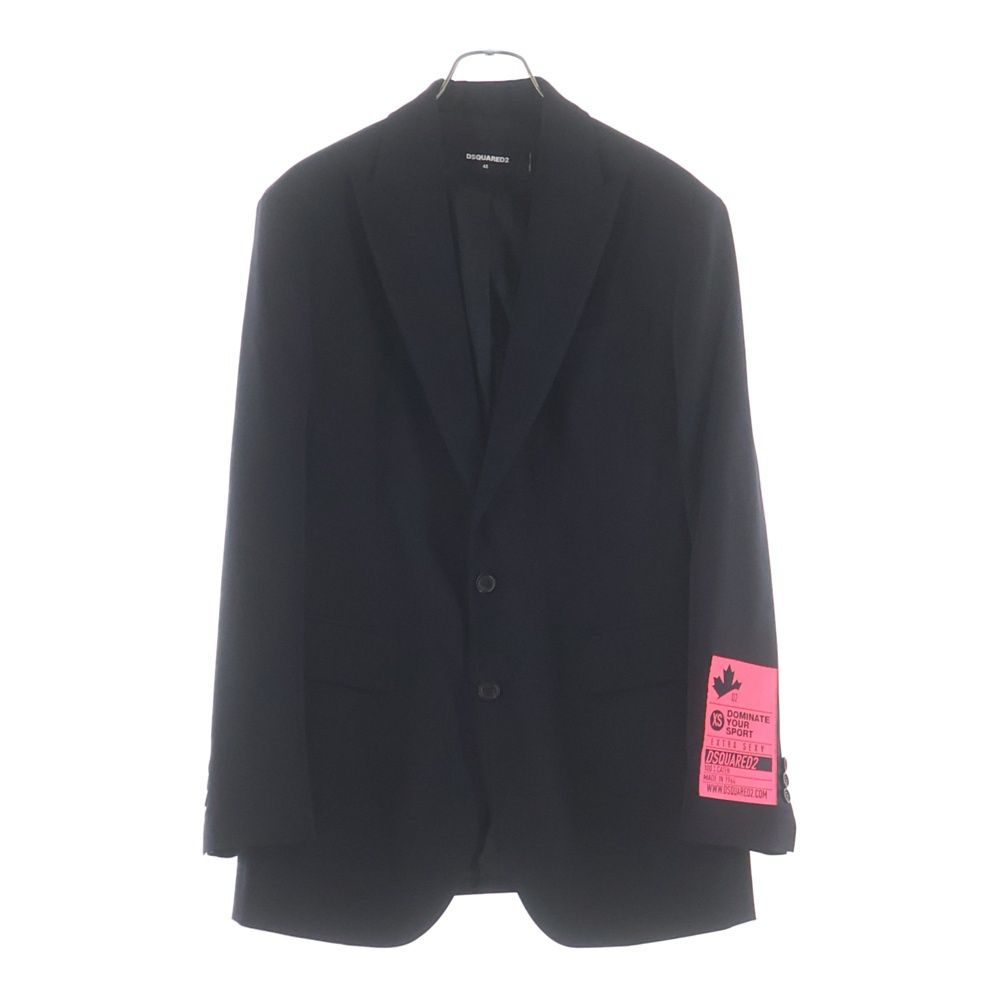 DSQUARED2 ディースクエアード 21SS アームパッチデザイン ウール ポリウレタン テーラードジャケット ブラック S74BN1043 DSQUARED2 (ディースクエアード) 21SS アームパッチデザイン ウール