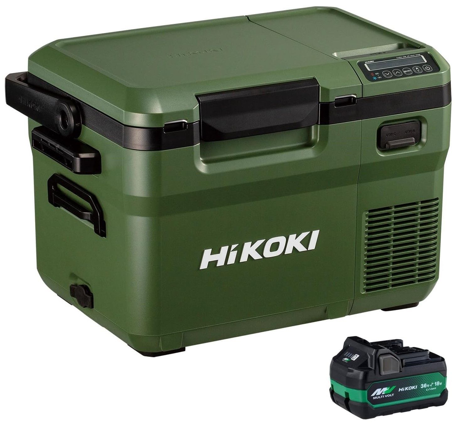 新品 HiKOKI(ハイコーキ) 14.4/18V コードレス冷温庫 10.5L 3電源対応 フォレストグリーン 新バッテリー1個付・充電器別売り UL18DD(XMGZ) 日立 冷蔵 冷凍 保温 キャンプ アウトドア