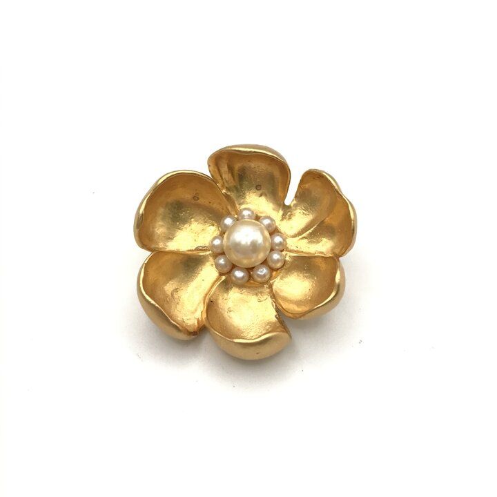 美品 KENZO ケンゾー パール ブローチ ヴィンテージ ゴールド フラワー 花 服飾小物 アクセサリー レディース m15560