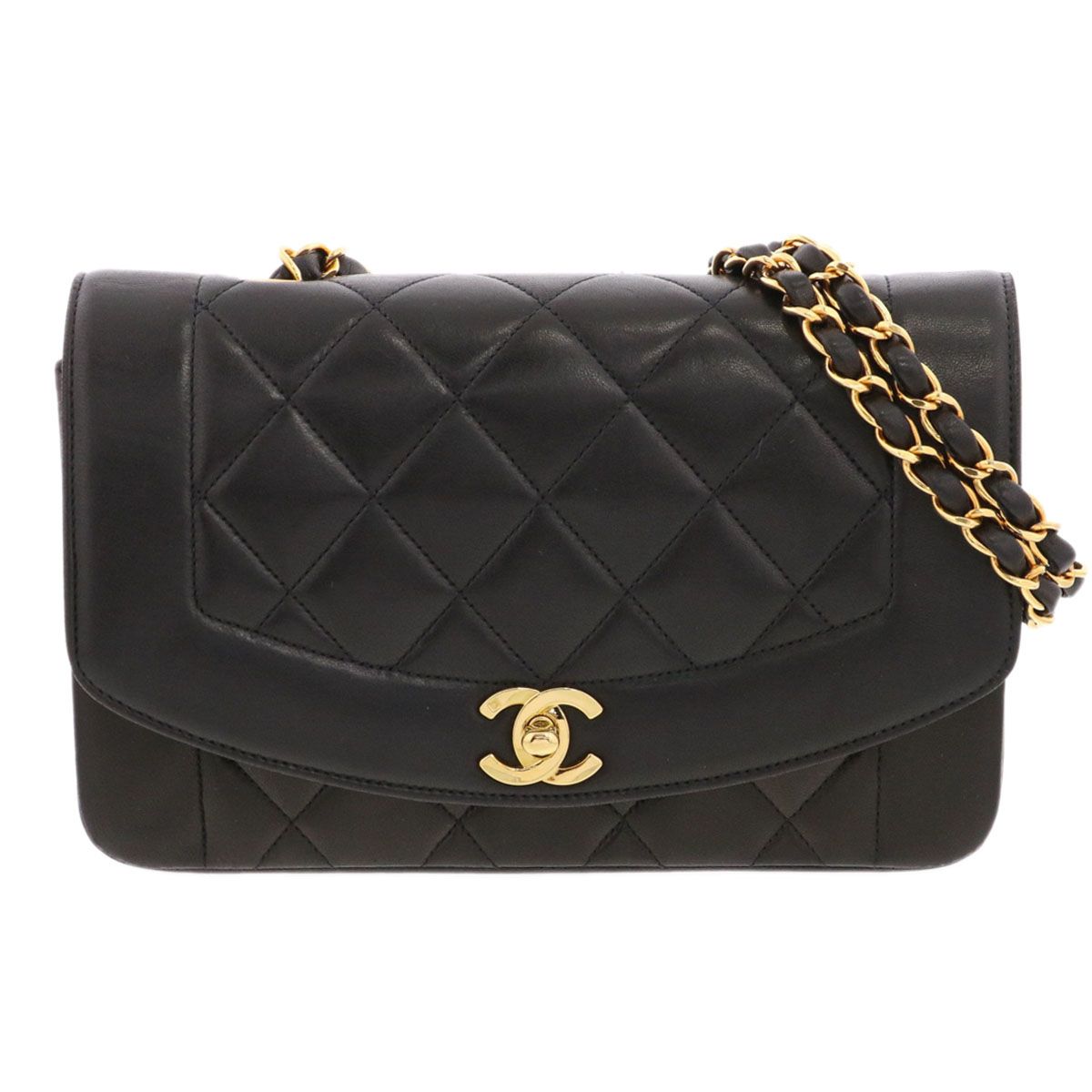 CHANEL シャネル ダイアナ 22 マトラッセ チェーンショルダーバッグ ショルダーバッグ A01164 ラムスキン ブラック  レディース【中古】 CHANEL シャネル ダイアナ 22 マトラッセ チェーンショルダーバッグ