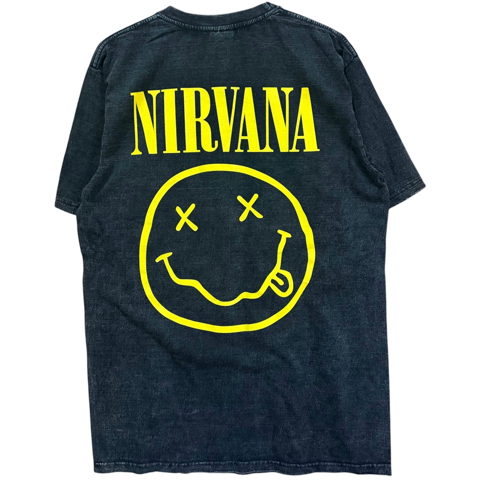 新品 NIRVANA ニルヴァーナ Tシャツ XL スマイル 墨黒 ウォッシュ加工 