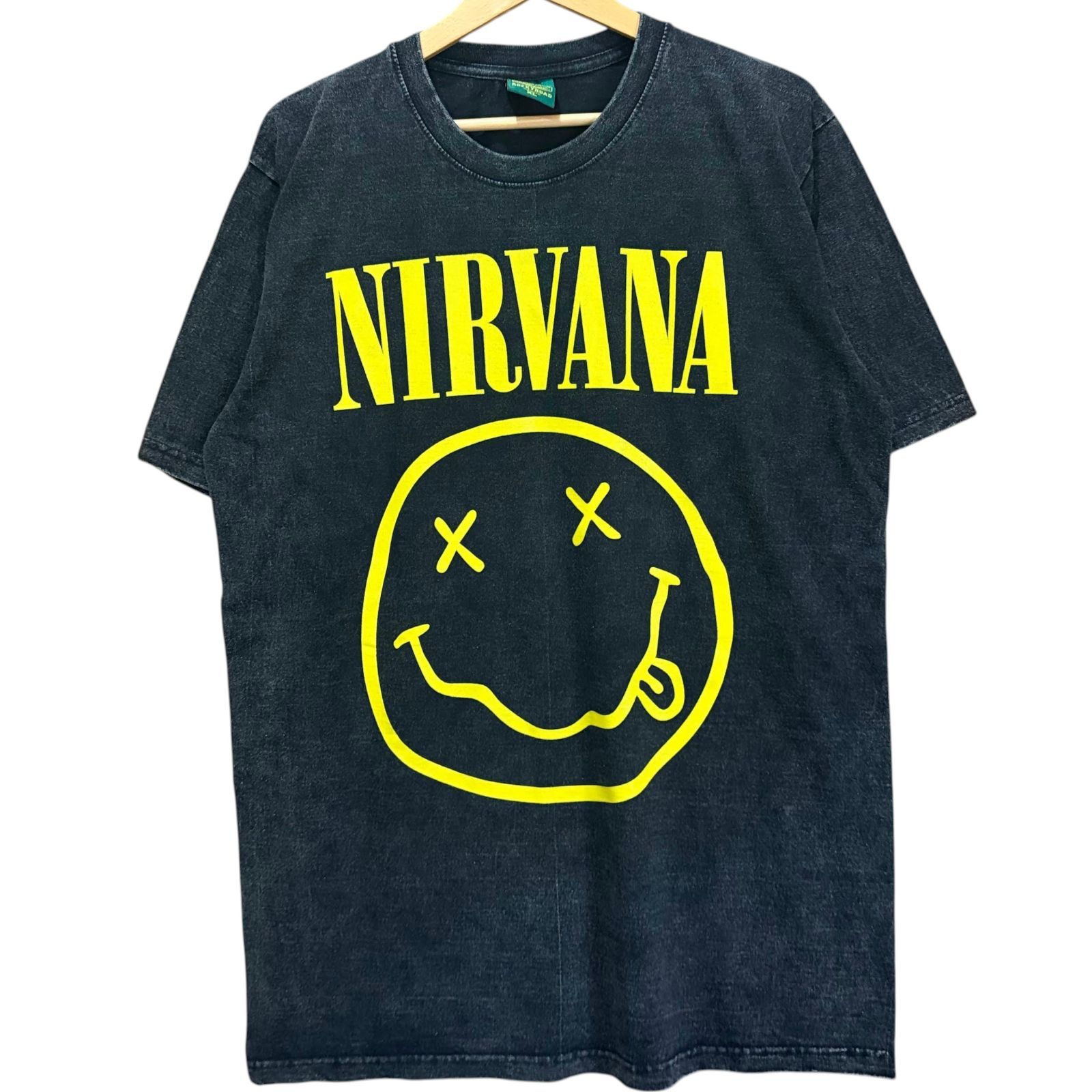 新品 NIRVANA ニルヴァーナ Tシャツ XL スマイル 墨黒 ウォッシュ加工 