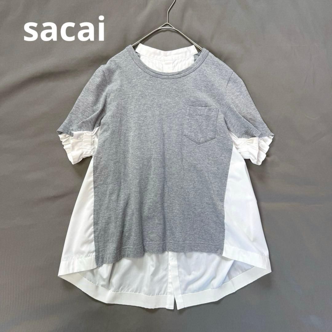 レディース sacai 異素材 ブラウス シャツ