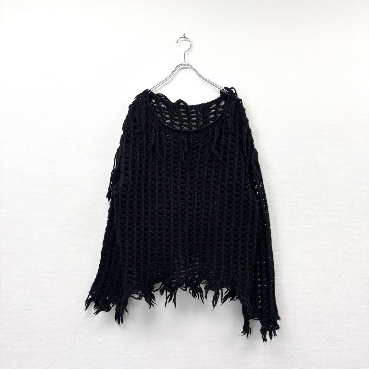 Rosen Kreuz フリンジニット　ブラック Rosen Kreuz ローゼンクロイツ メッシュ フリンジ ニット BLACK