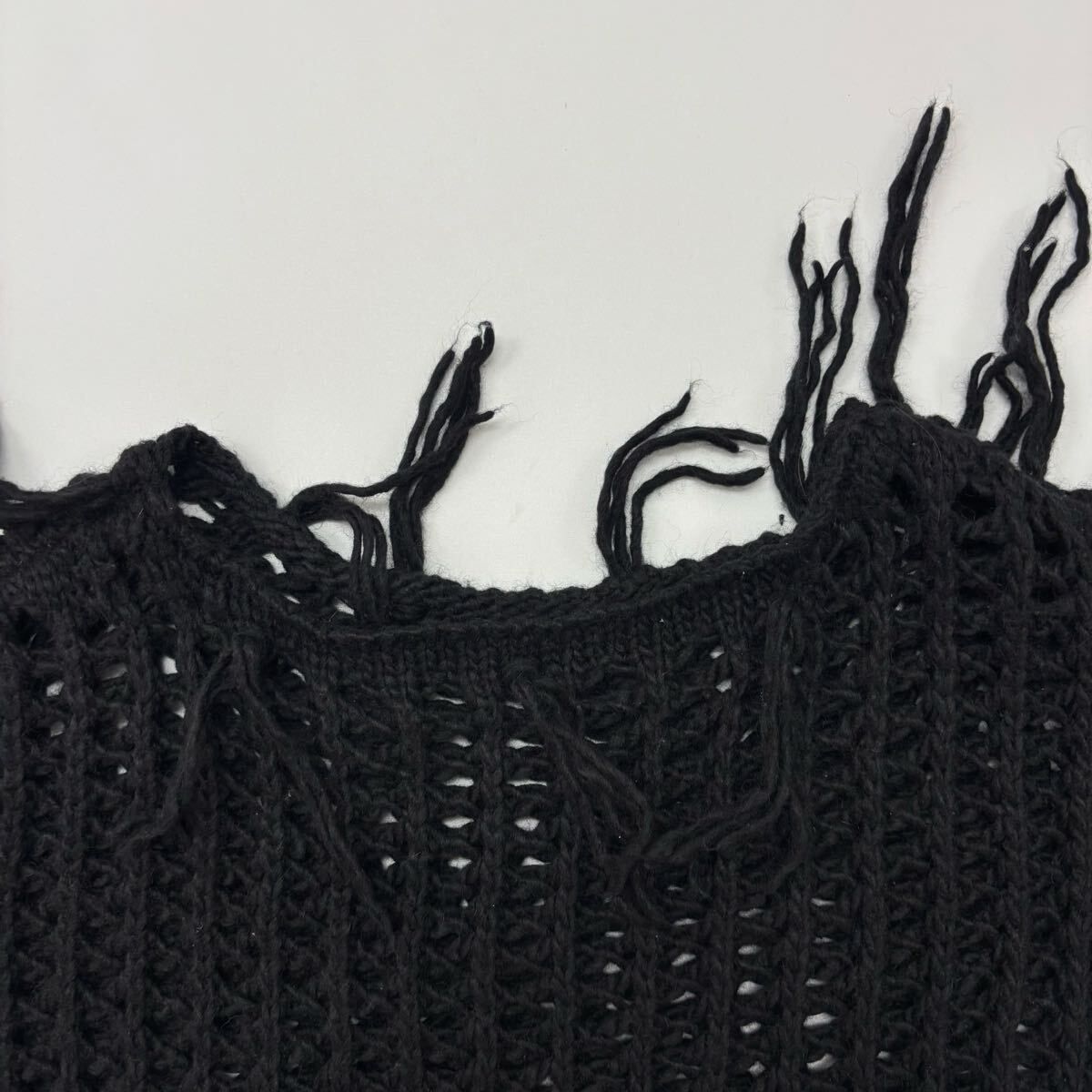 Rosen Kreuz ローゼンクロイツ メッシュ フリンジ ニット BLACK