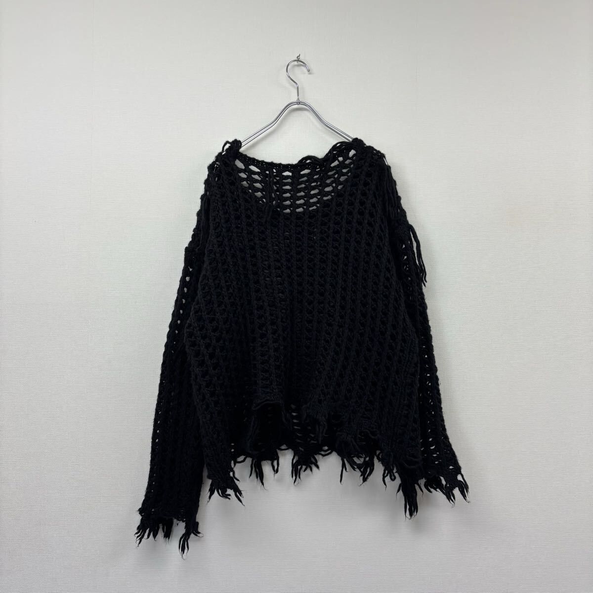Rosen Kreuz フリンジニット　ブラック Rosen Kreuz ローゼンクロイツ メッシュ フリンジ ニット BLACK