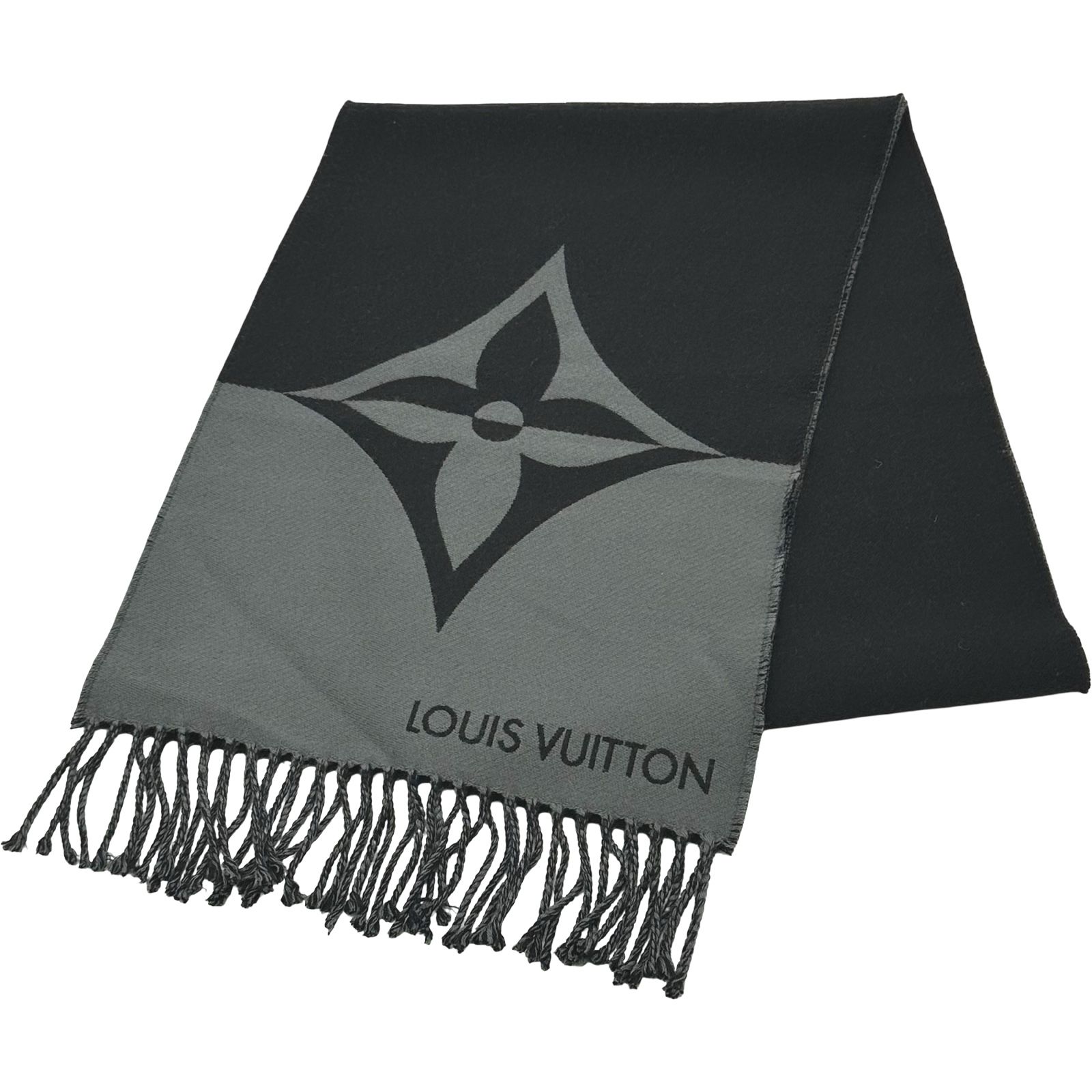 LOUIS VUITTON ダークグレー＆ブラック マフラー LOUIS VUITTON カシミヤマフラー グレー/ブラック 【公式通販】
